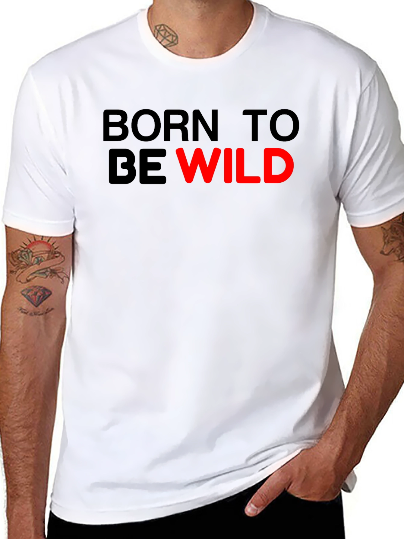 Black Born to Be Wild T-Shirt - Classic Crew Neck view 8