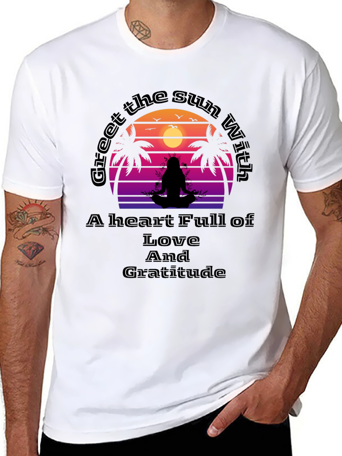 Black Meditative Sunset Graphic Tee - Love & Gratitude view 8