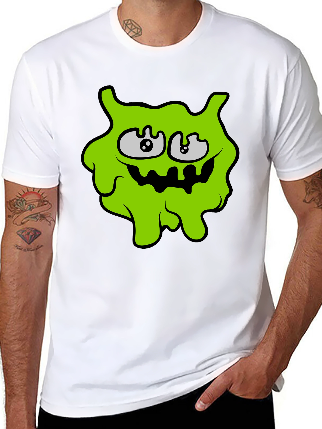 Black Funny Slime Monster Graphic Tee - Black view 8