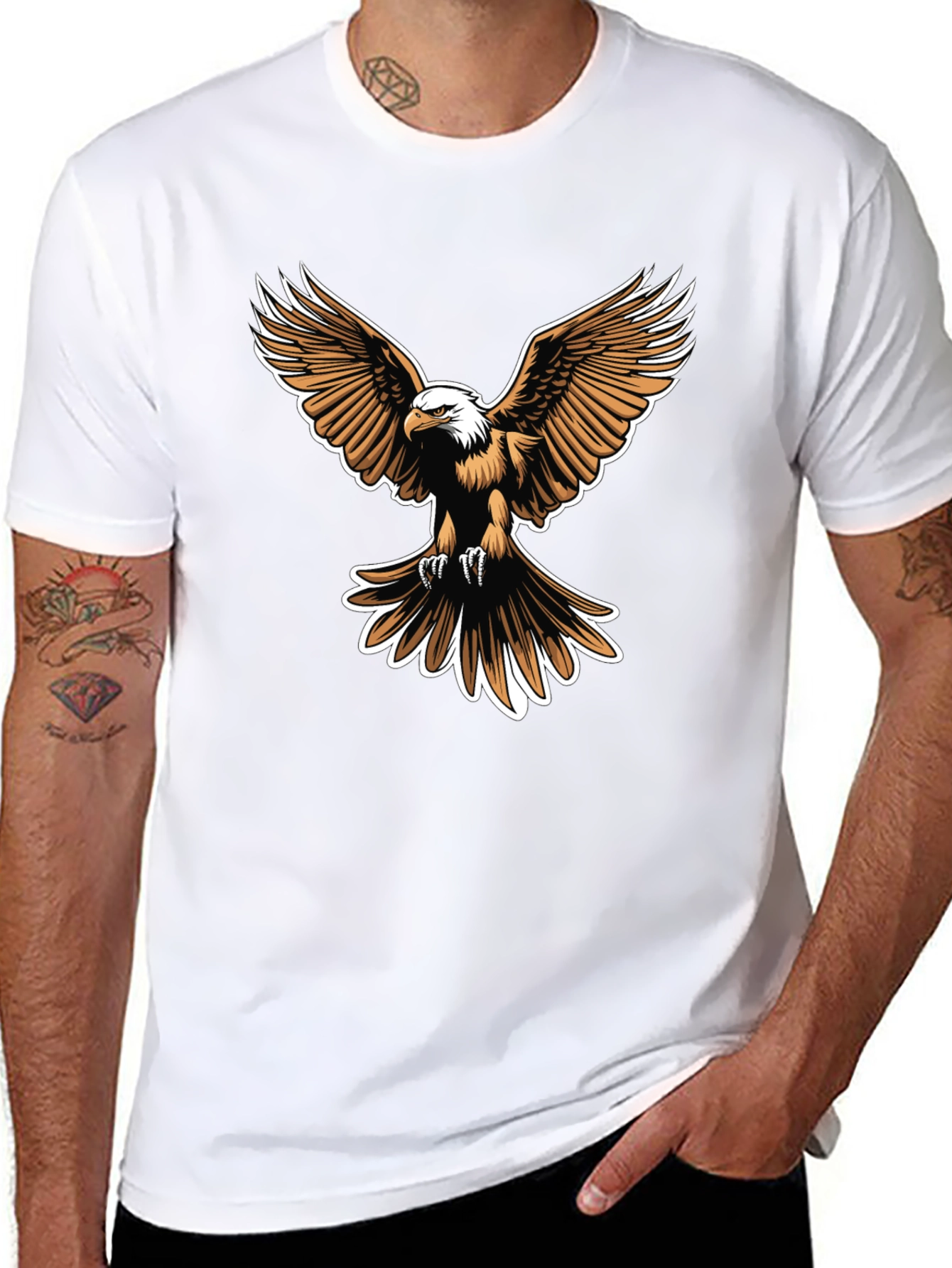 Black Bald Eagle Graphic Tee - Men's Black T-Shirt view 8