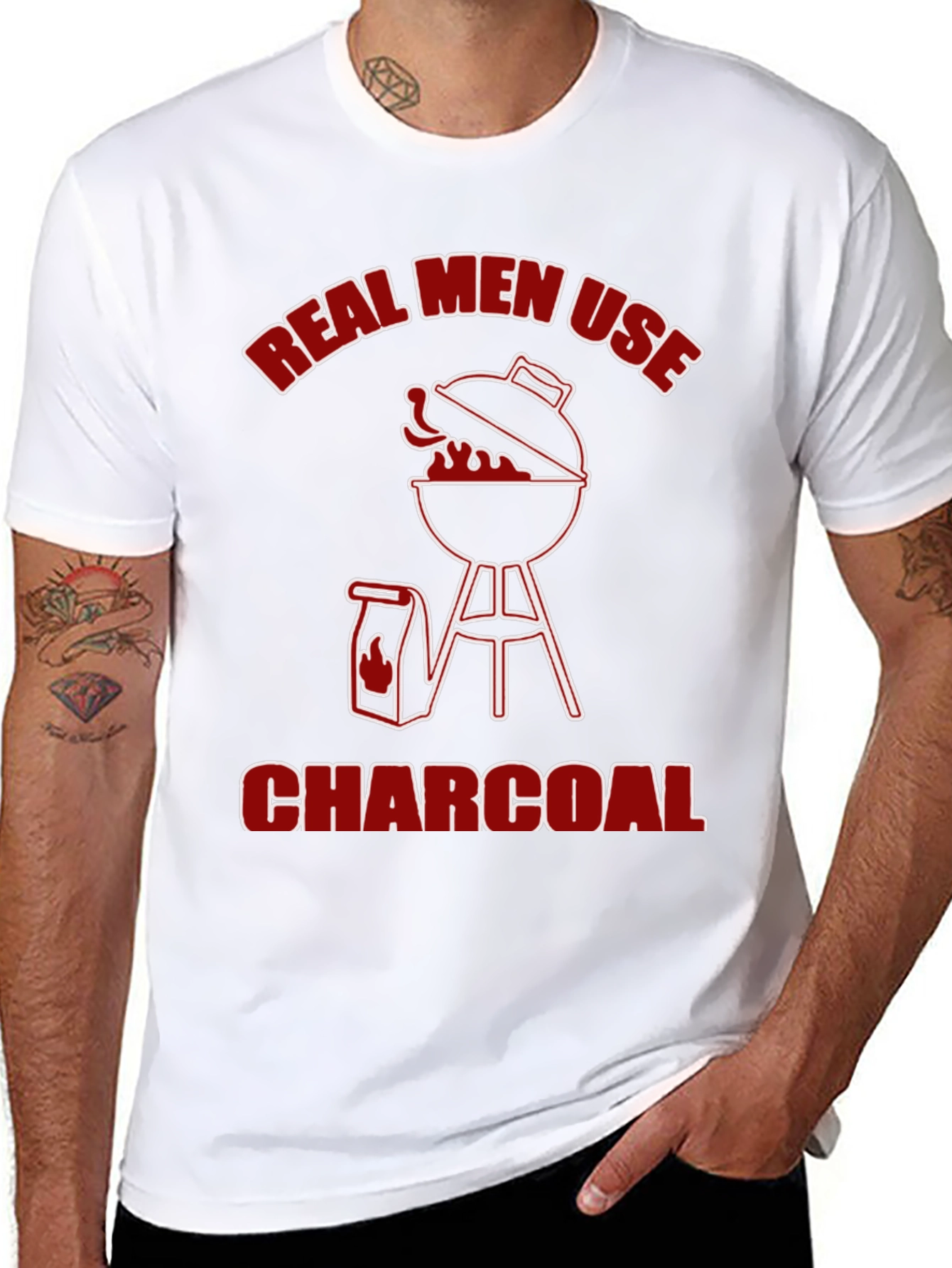 Black Real Men Use Charcoal T-Shirt - BBQ Grill Design view 8
