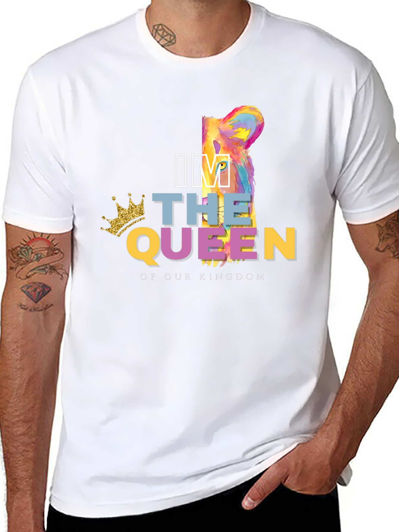 Black I'm The Queen of Our Kingdom Lion T-Shirt view 8