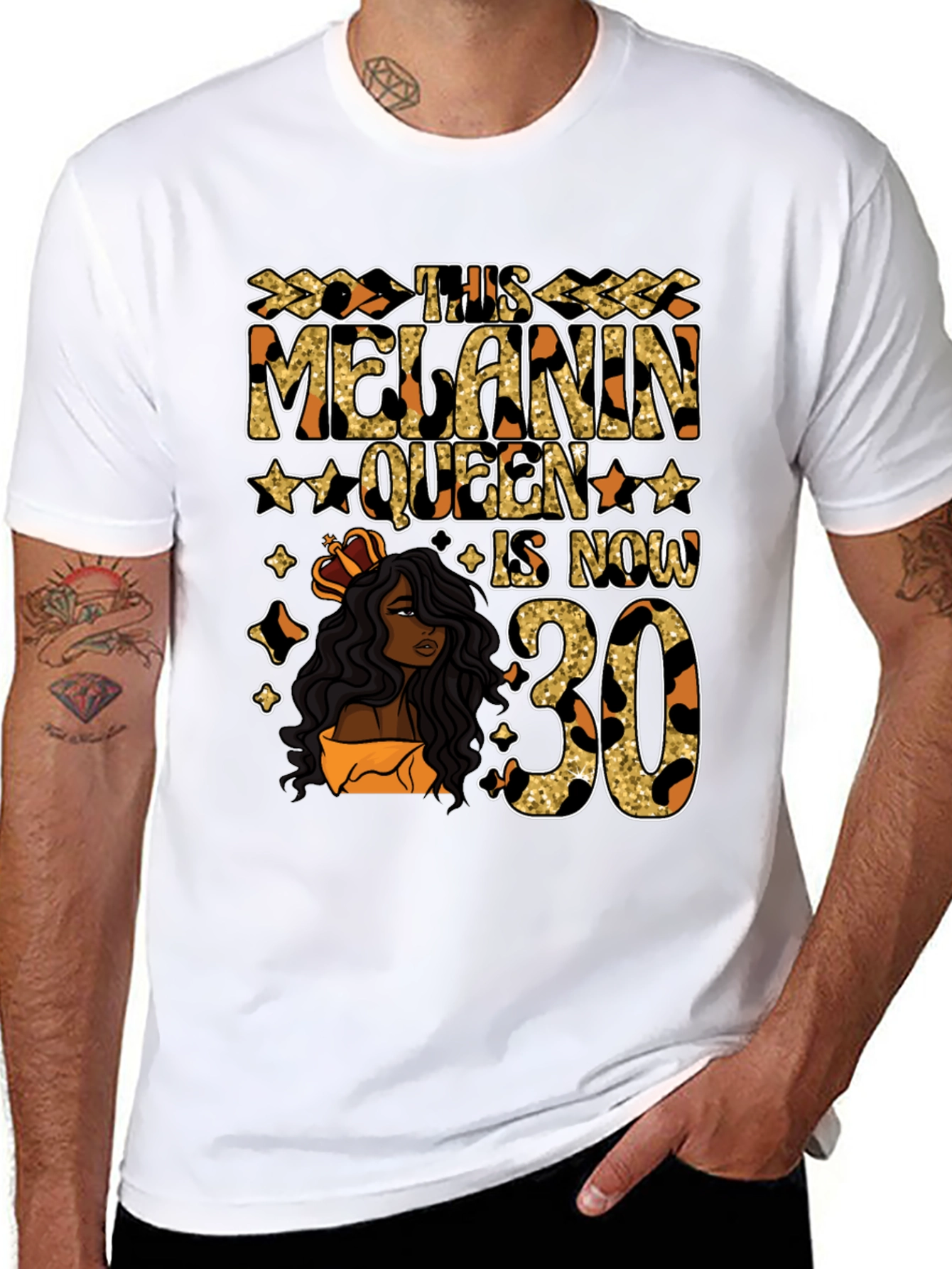 Melanin Queen 30th Birthday Graphic T-Shirt - 8