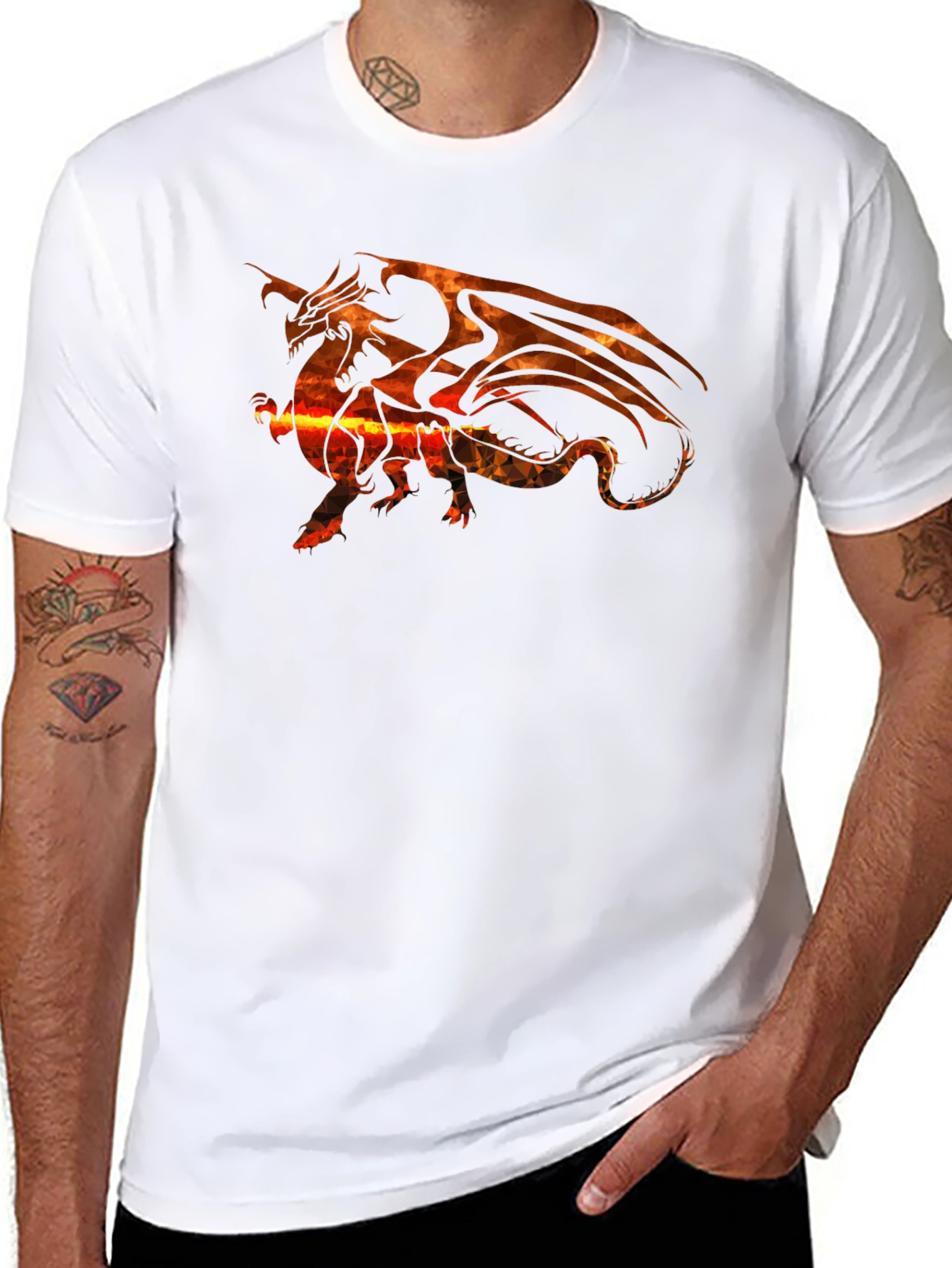 Black Fiery Dragon Graphic Tee - Black view 8
