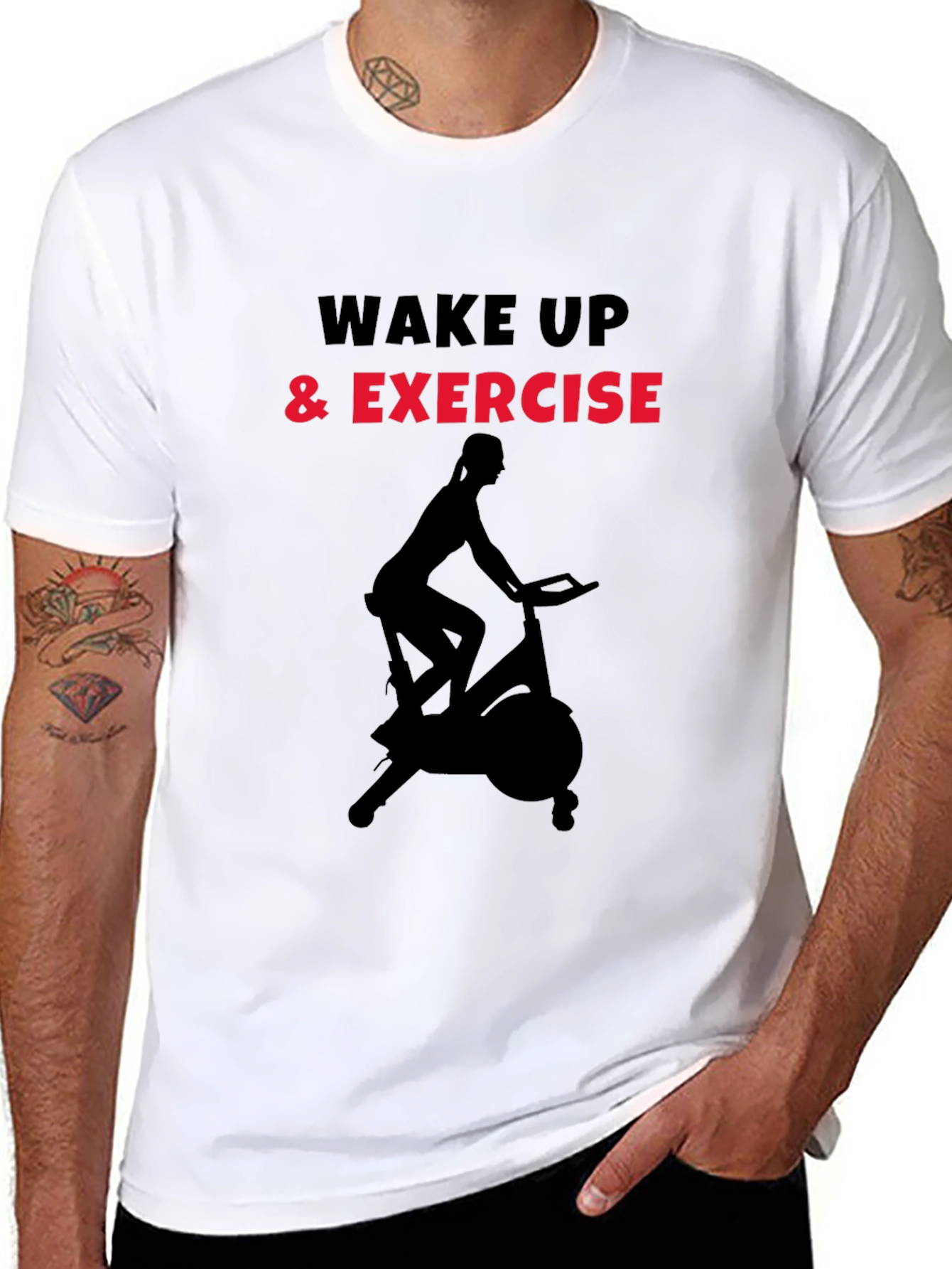 Black Wake Up & Exercise Black Graphic Tee view 8