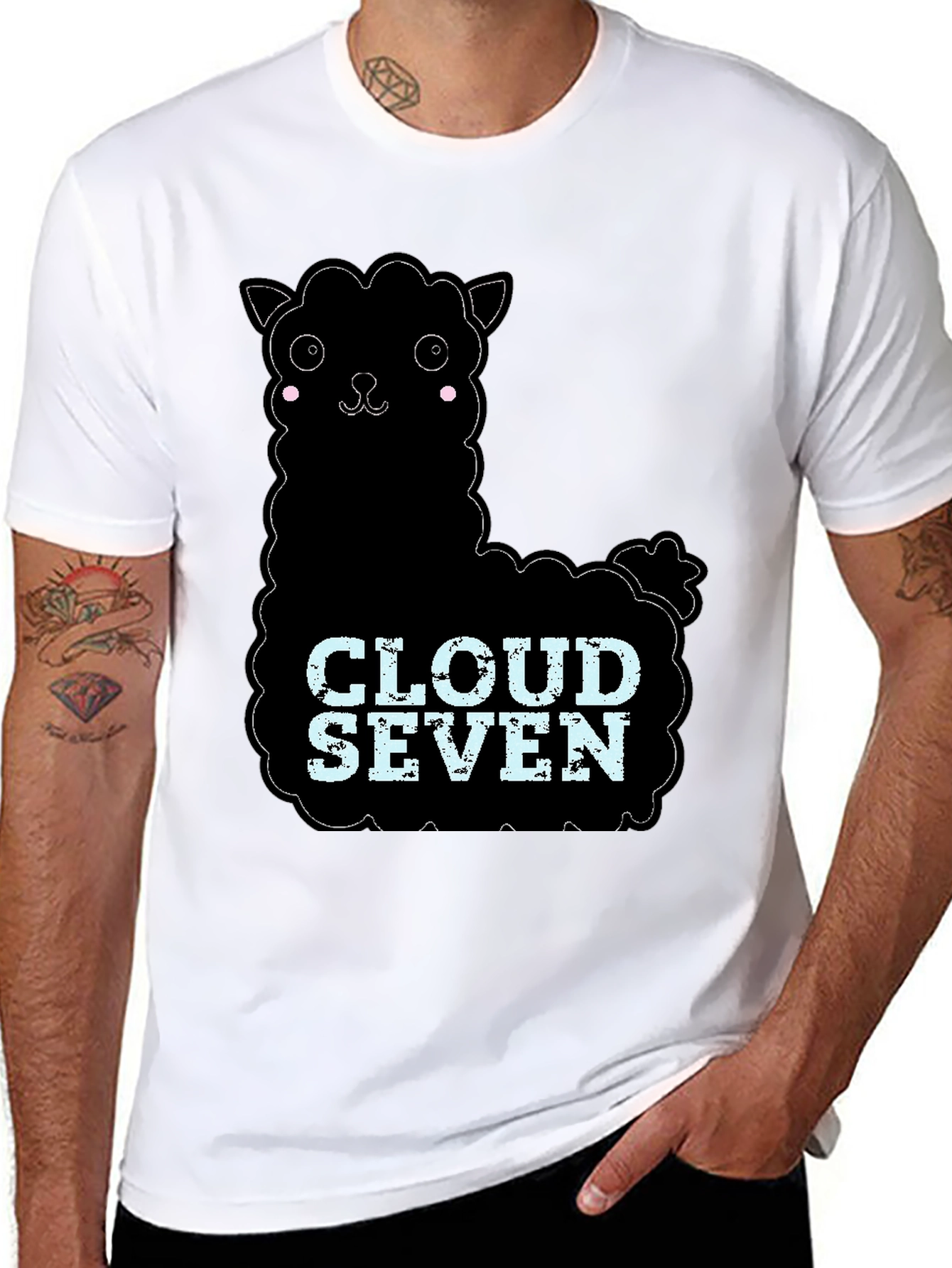 Black Cloud Seven Llama Graphic Tee view 8