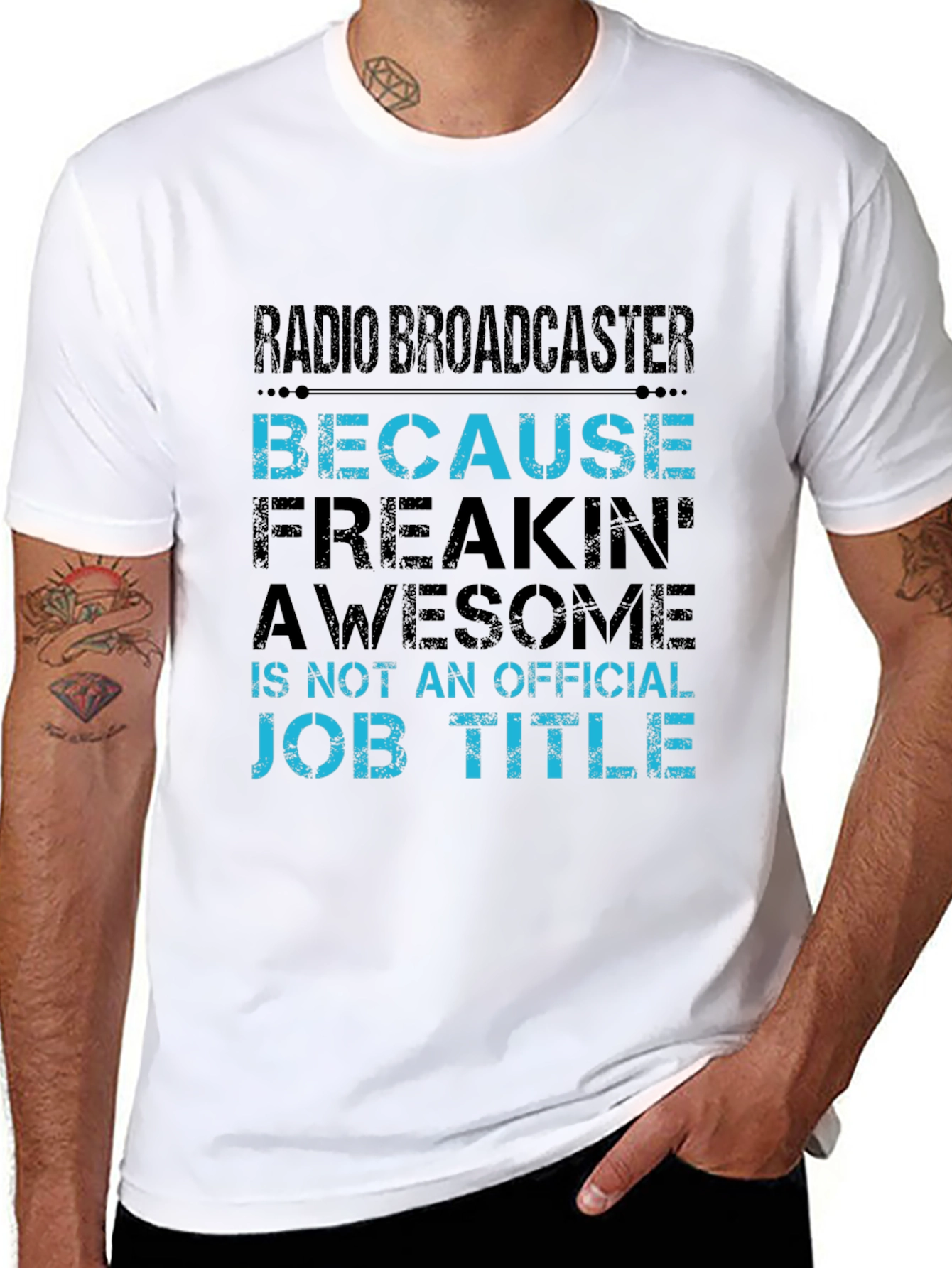 Black Radio Broadcaster Funny Job Title T-Shirt view 8