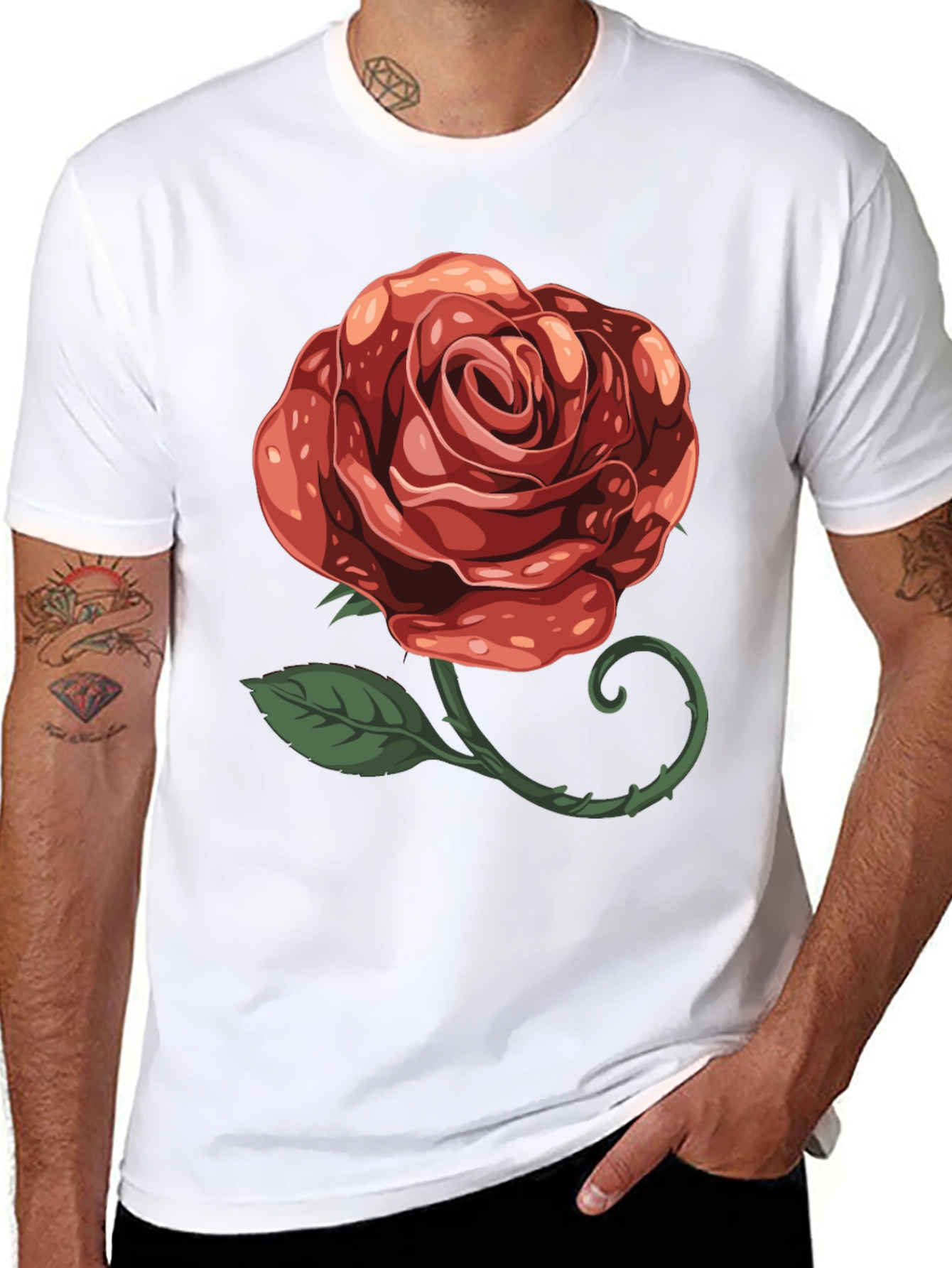 Rose Graphic T-Shirt - Stylish Floral Design - 8
