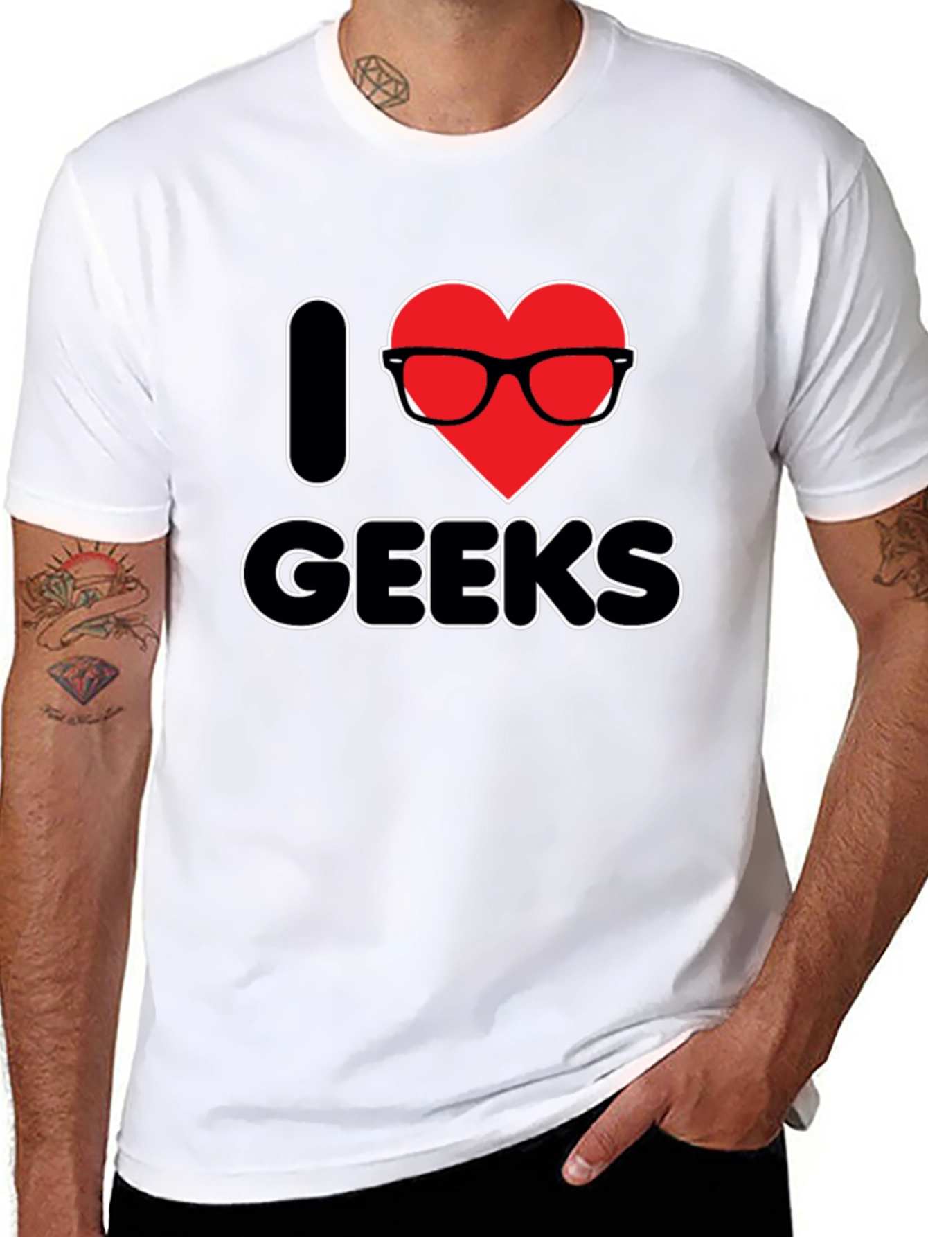 Black I Heart Geeks T-Shirt - Black Graphic Tee view 8