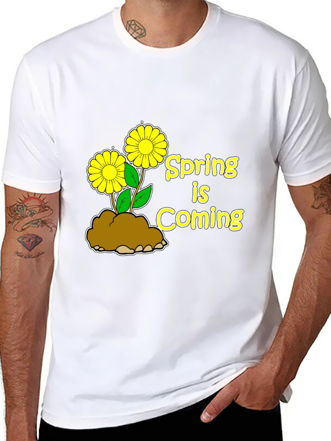 Black Spring Is Coming Graphic Tee view 8