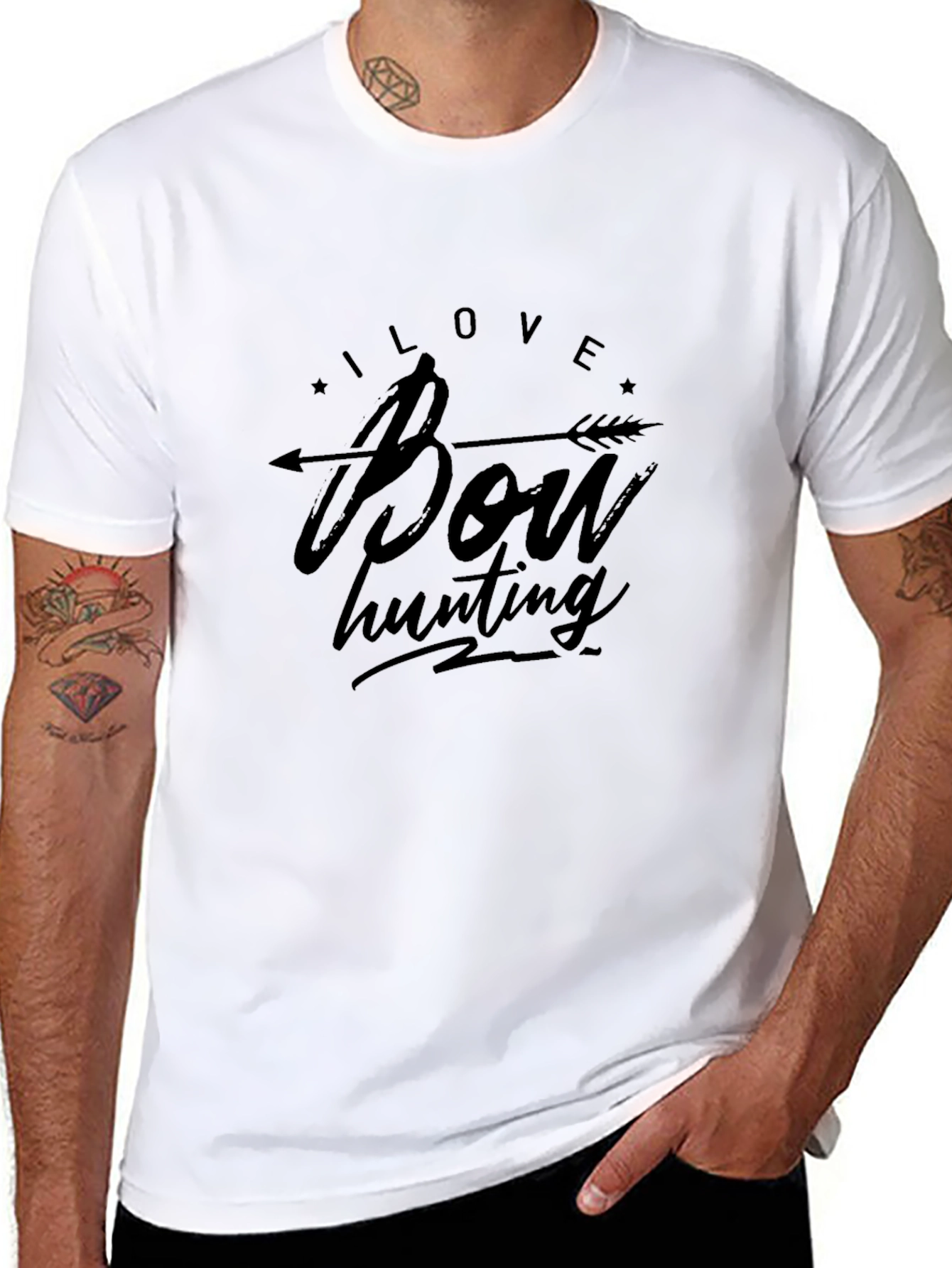Black I Love Bow Hunting Black T-Shirt view 8