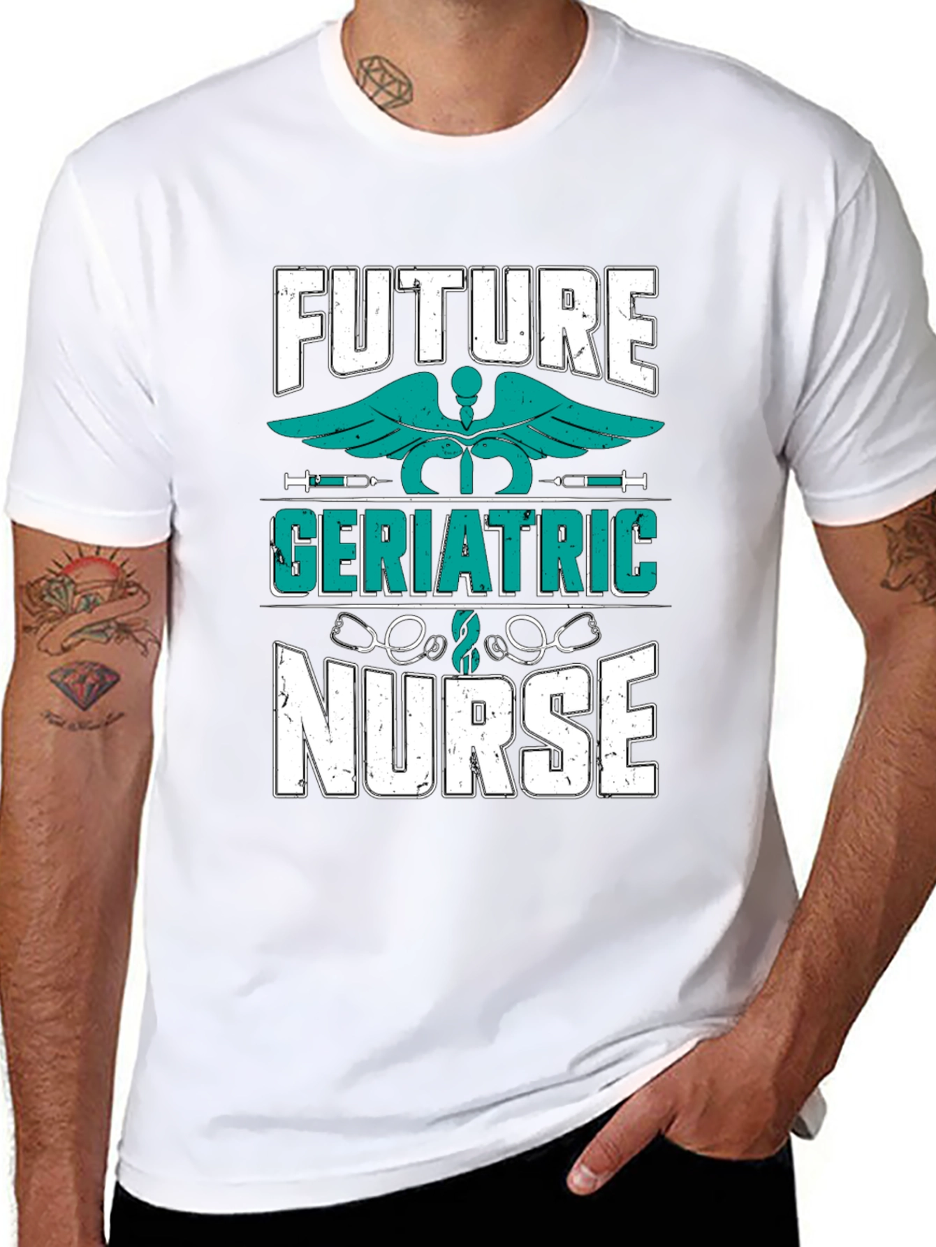 Black Future Geriatric Nurse T-Shirt - Medical Profession Apparel view 8