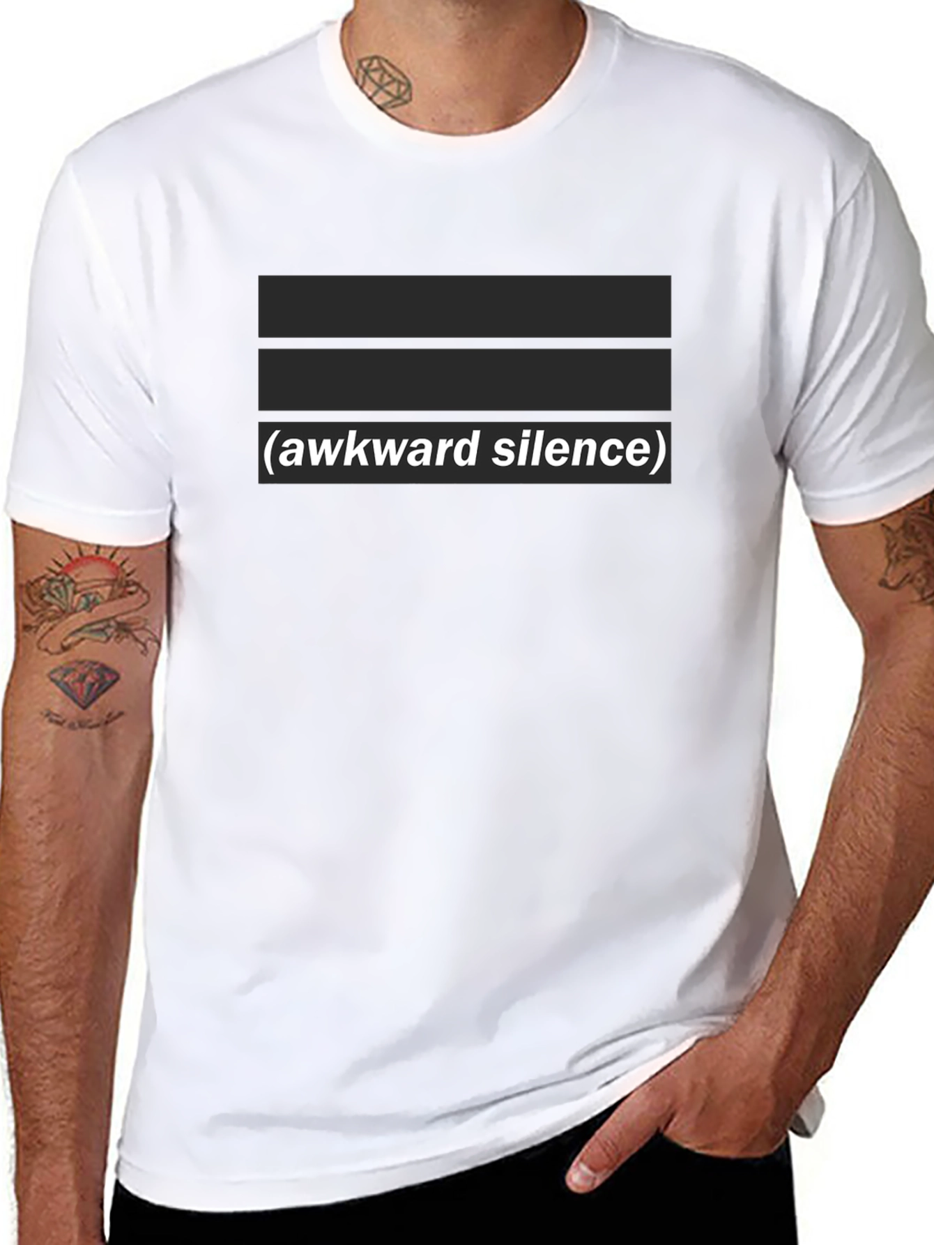 Black Awkward Silence Graphic Tee - Unisex Black T-Shirt view 8