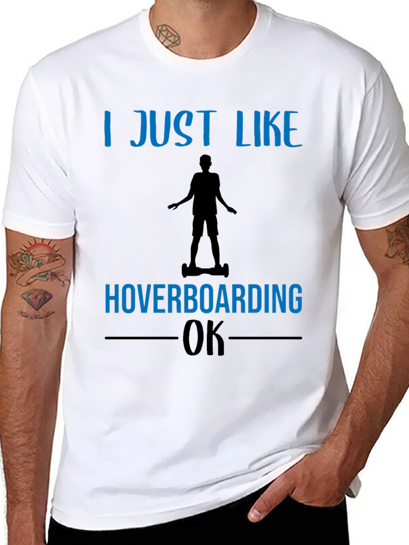 Black I Just Like Hoverboarding OK T-Shirt view 8