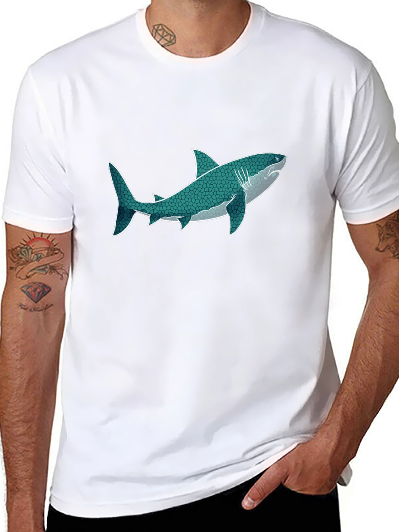 Black Shark Graphic Print Black T-Shirt view 8