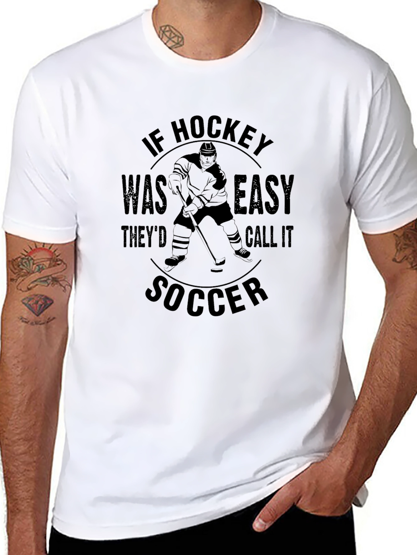Black Funny Hockey T-Shirt - If Hockey Was Easy view 8
