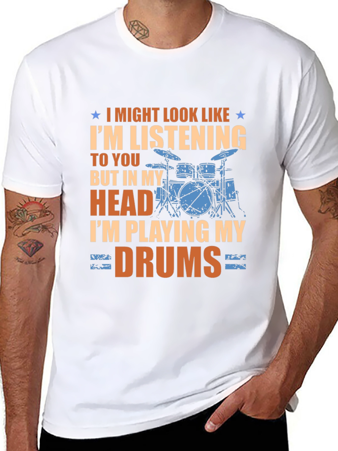 Black Drummer T-Shirt: I'm Playing My Drums view 8