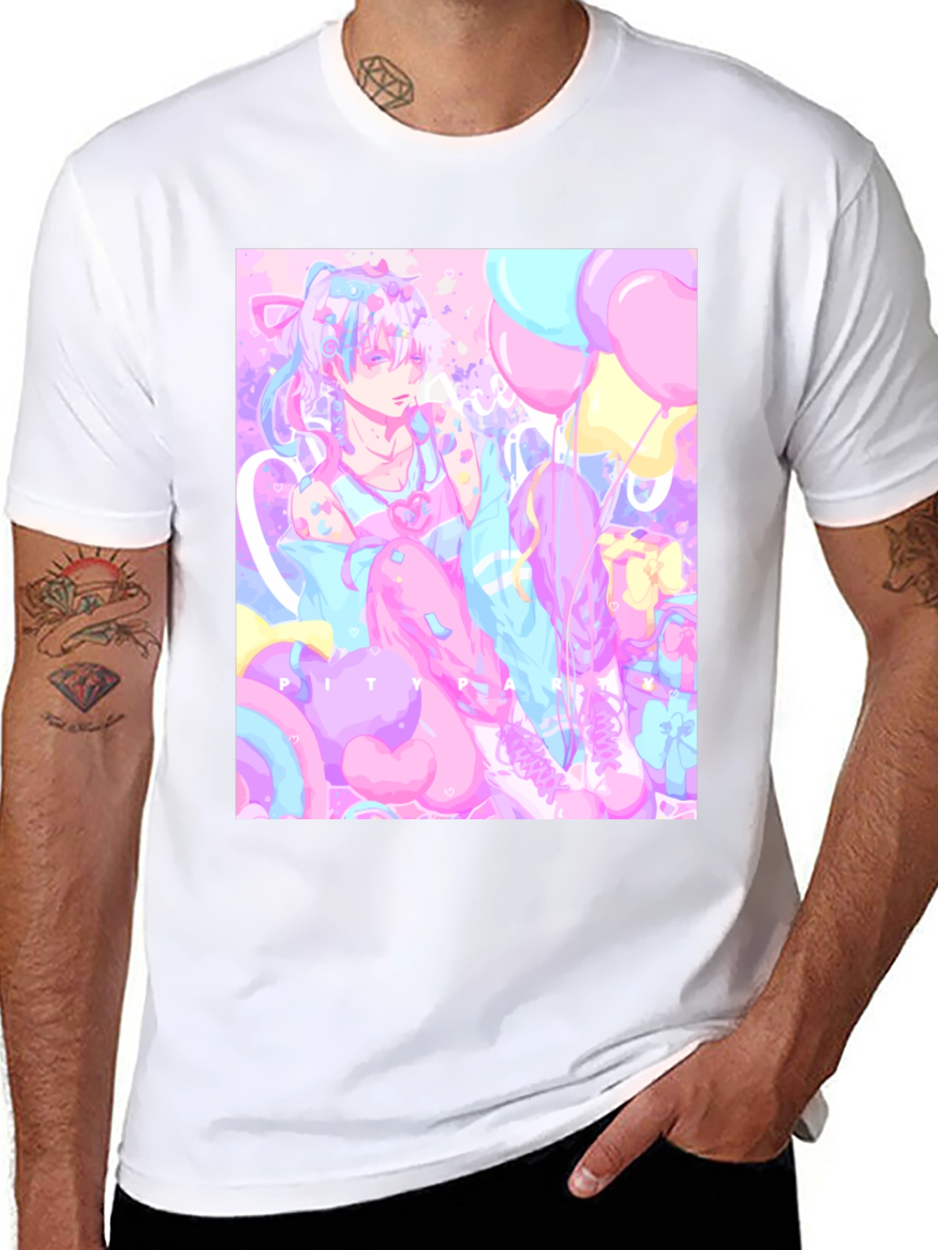 Black Anime Pastel Graphic Tee - Kawaii Pity Party T-Shirt view 8