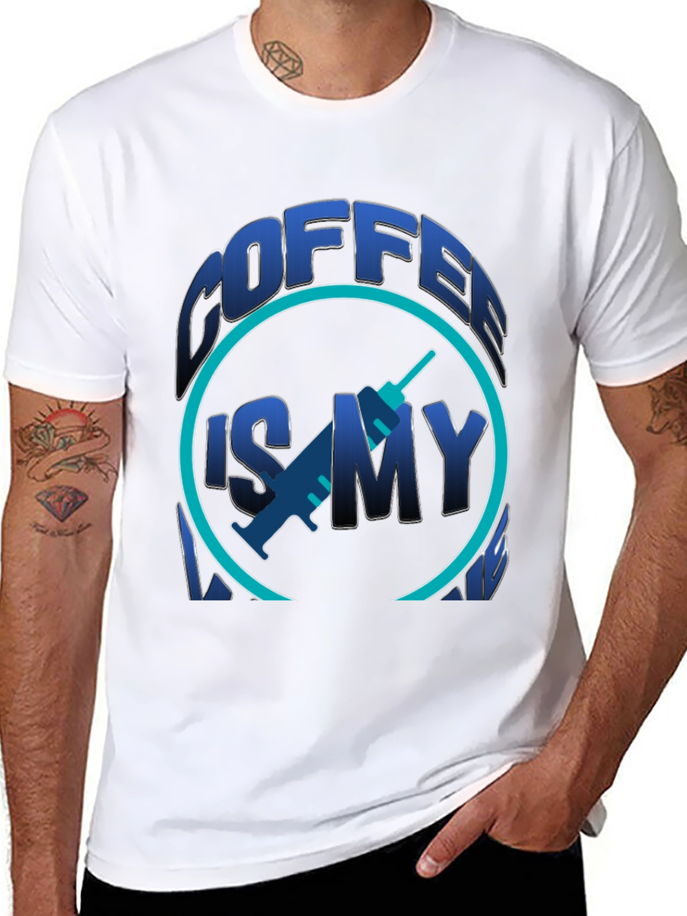 Black Coffee is My Vaccine Black Graphic Tee view 8