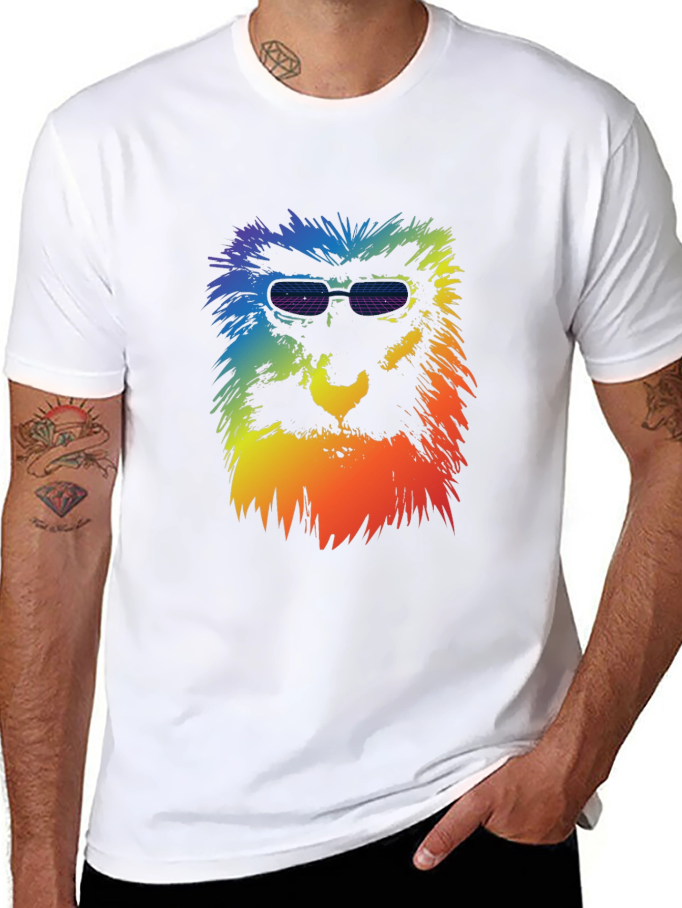 Black Retro Rainbow Ape Graphic Tee view 8