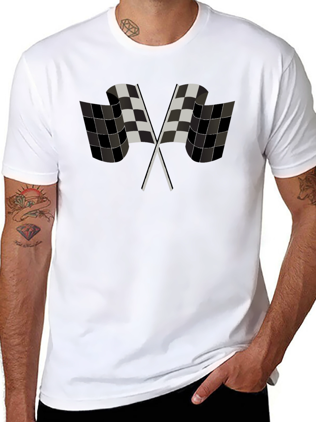 Black Checkered Flag Graphic Tee - Racing Fan Apparel view 8
