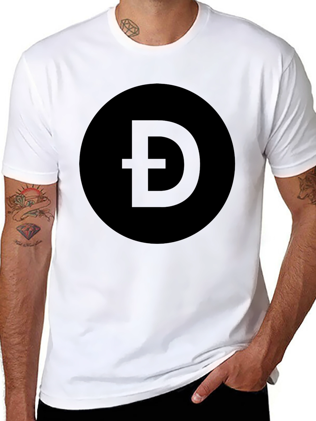 Black Black T-Shirt with Crypto Symbol Graphic view 8