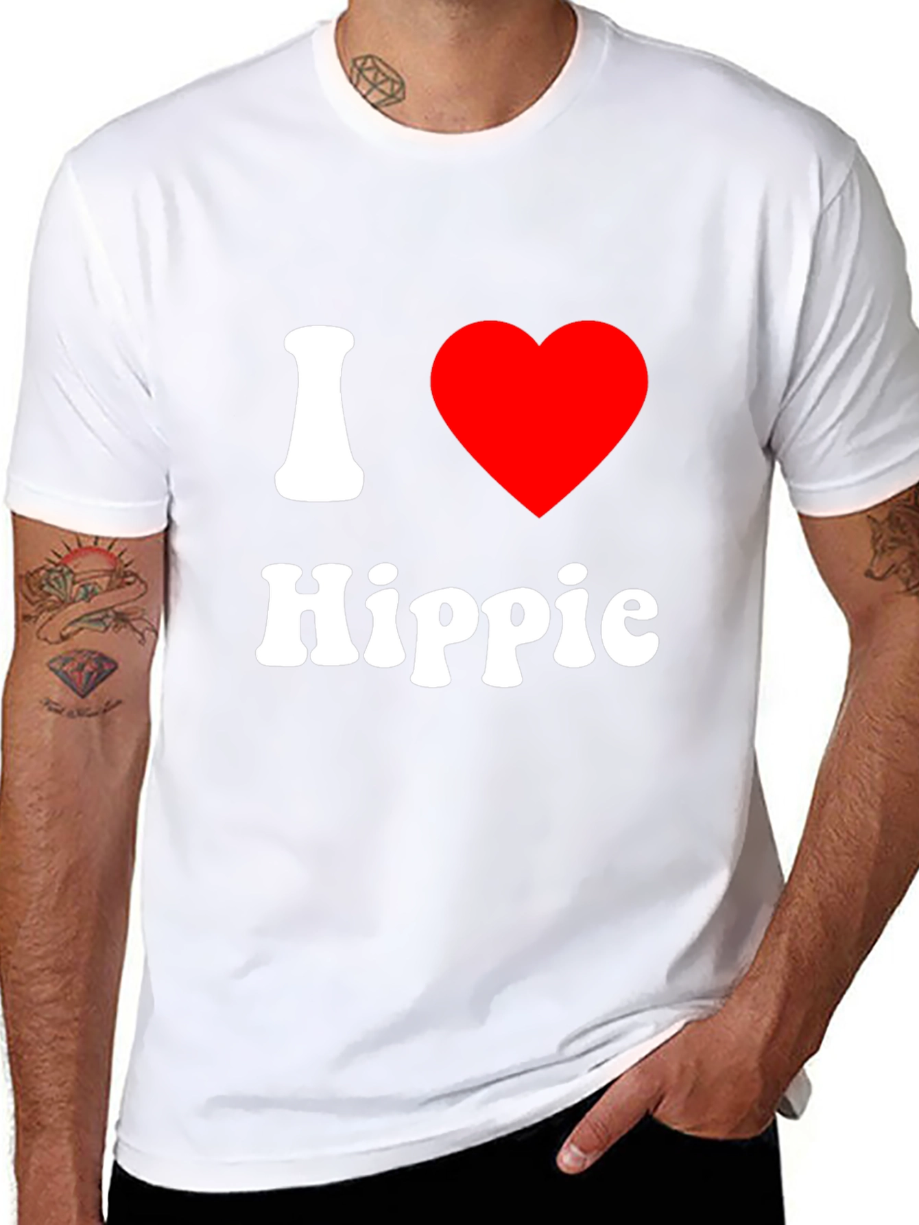 Black I Love Hippie Graphic T-Shirt view 8
