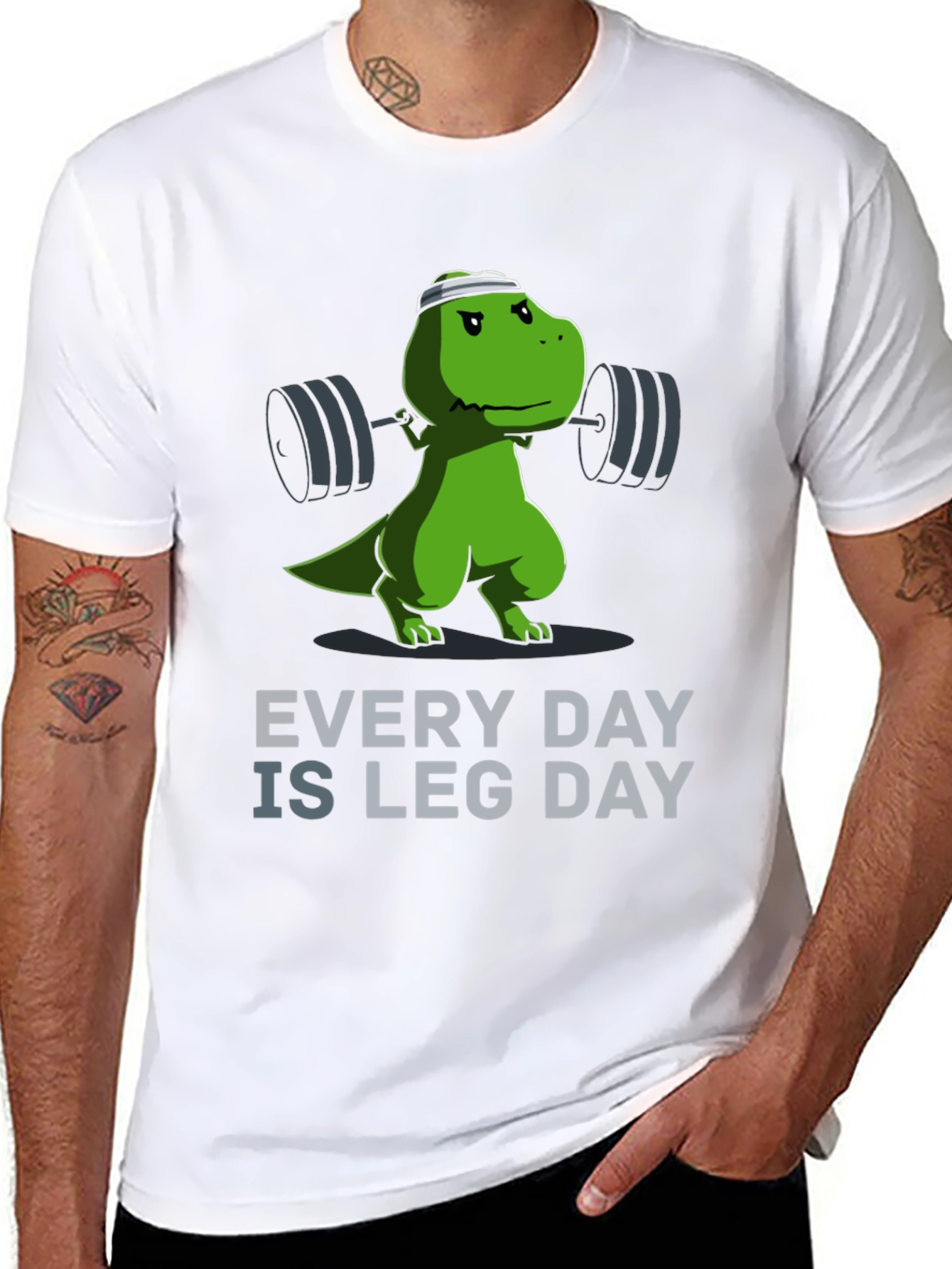 Black Dino Leg Day T-Shirt - Every Day Is Leg Day! view 8