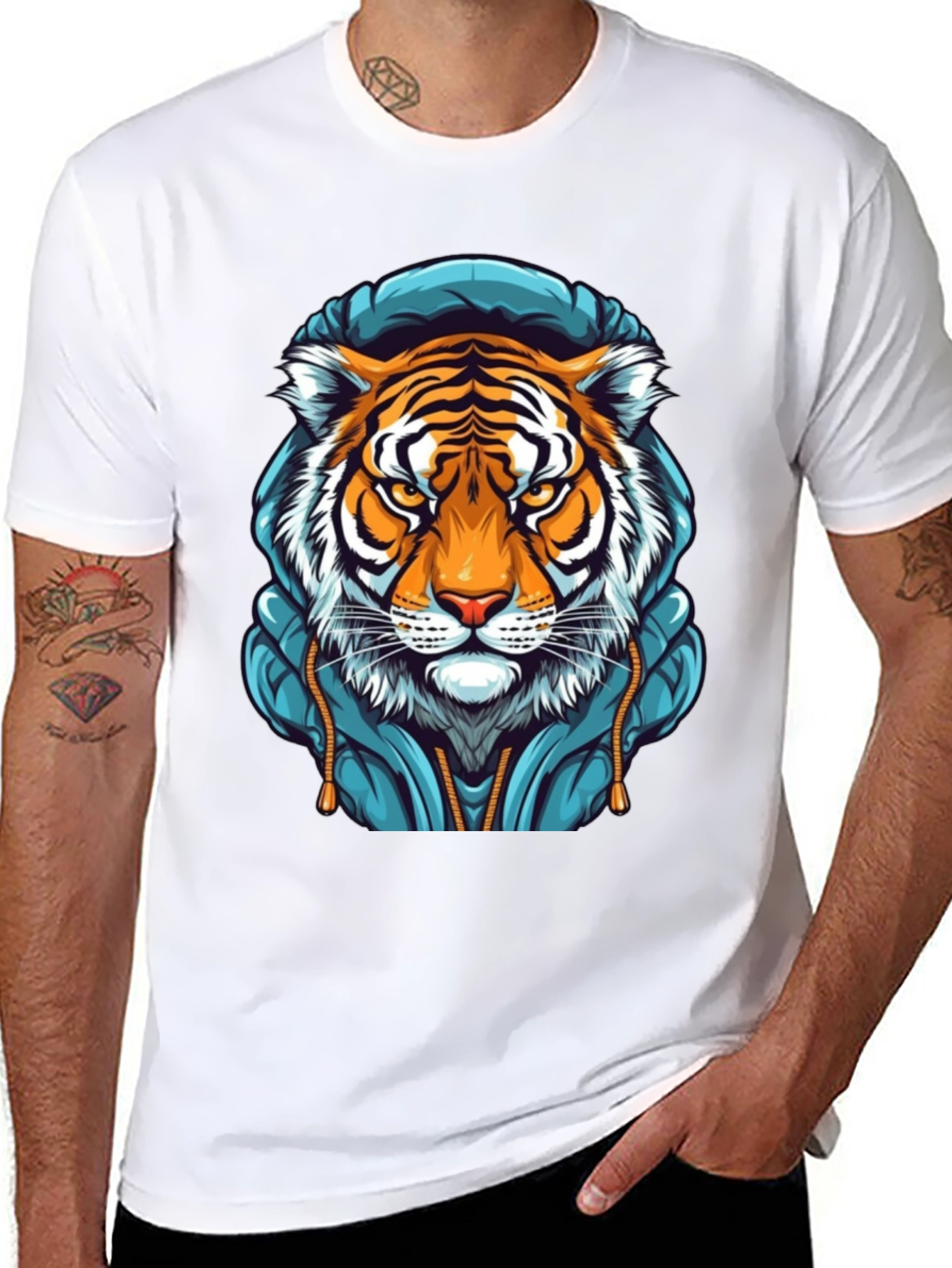 Tiger Hoodie T-Shirt - Cool Graphic Tee - 8