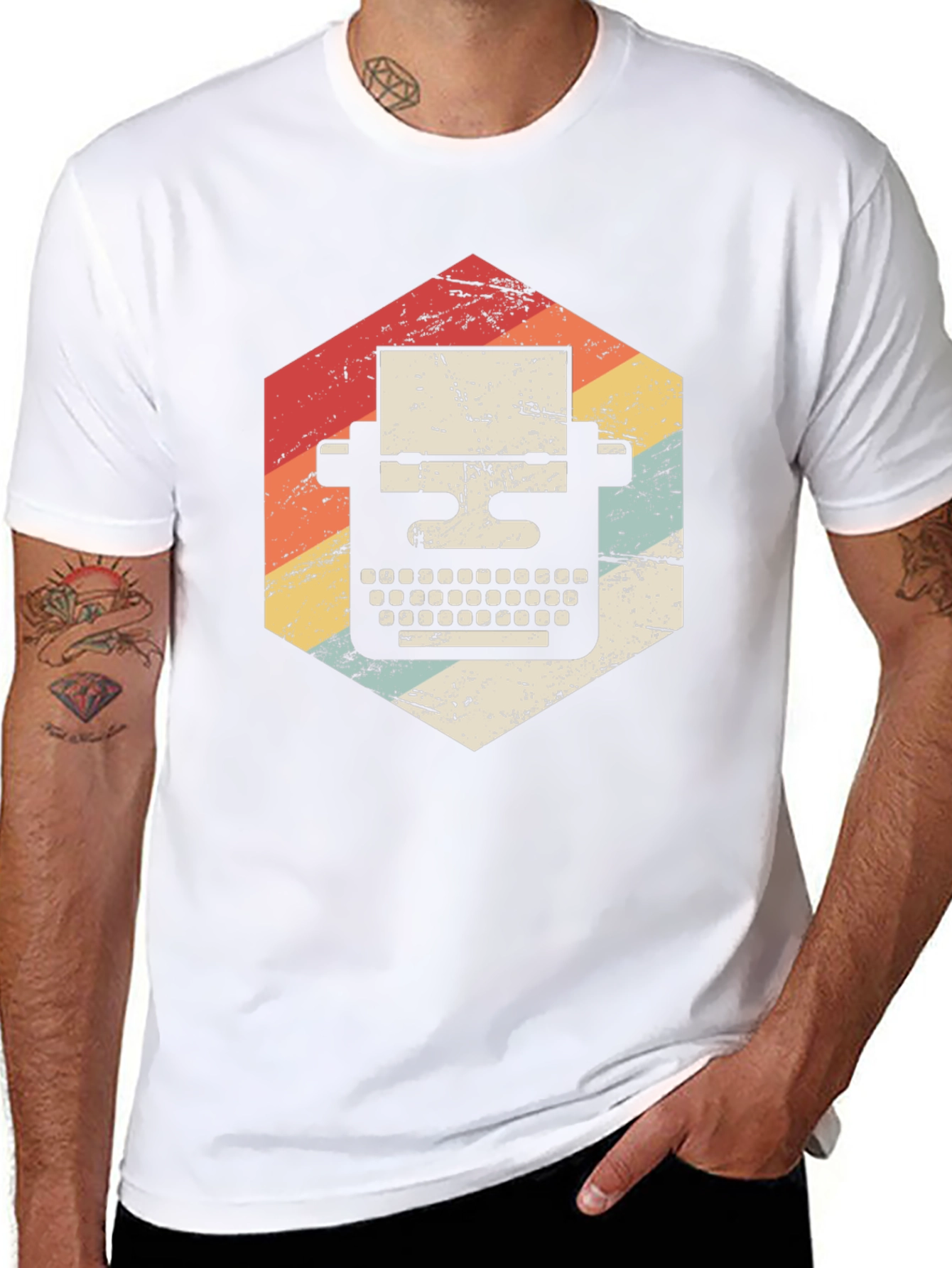 Black Vintage Typewriter Graphic T-Shirt view 8