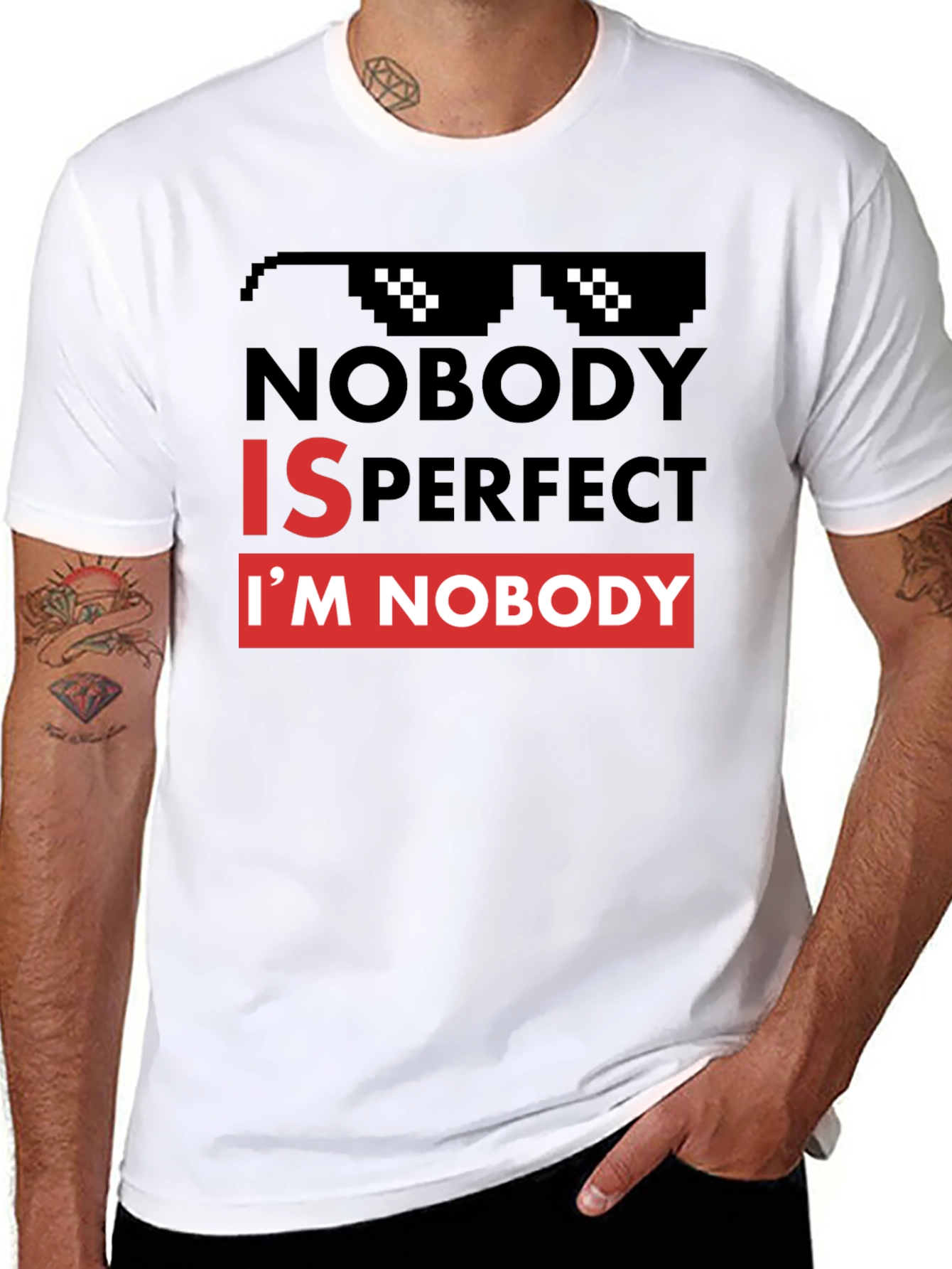 Black Nobody is Perfect Graphic Tee - Funny Slogan T-Shirt view 8
