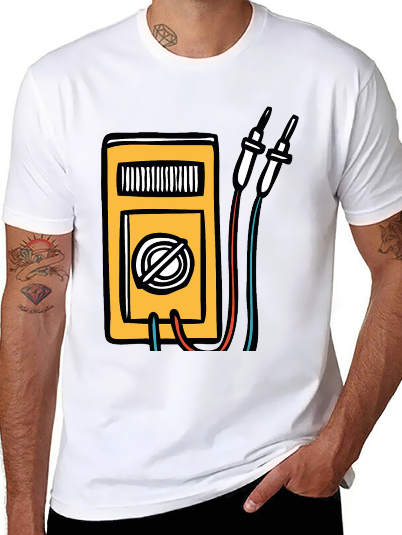 Black Electrician Multimeter Graphic Black T-Shirt view 8