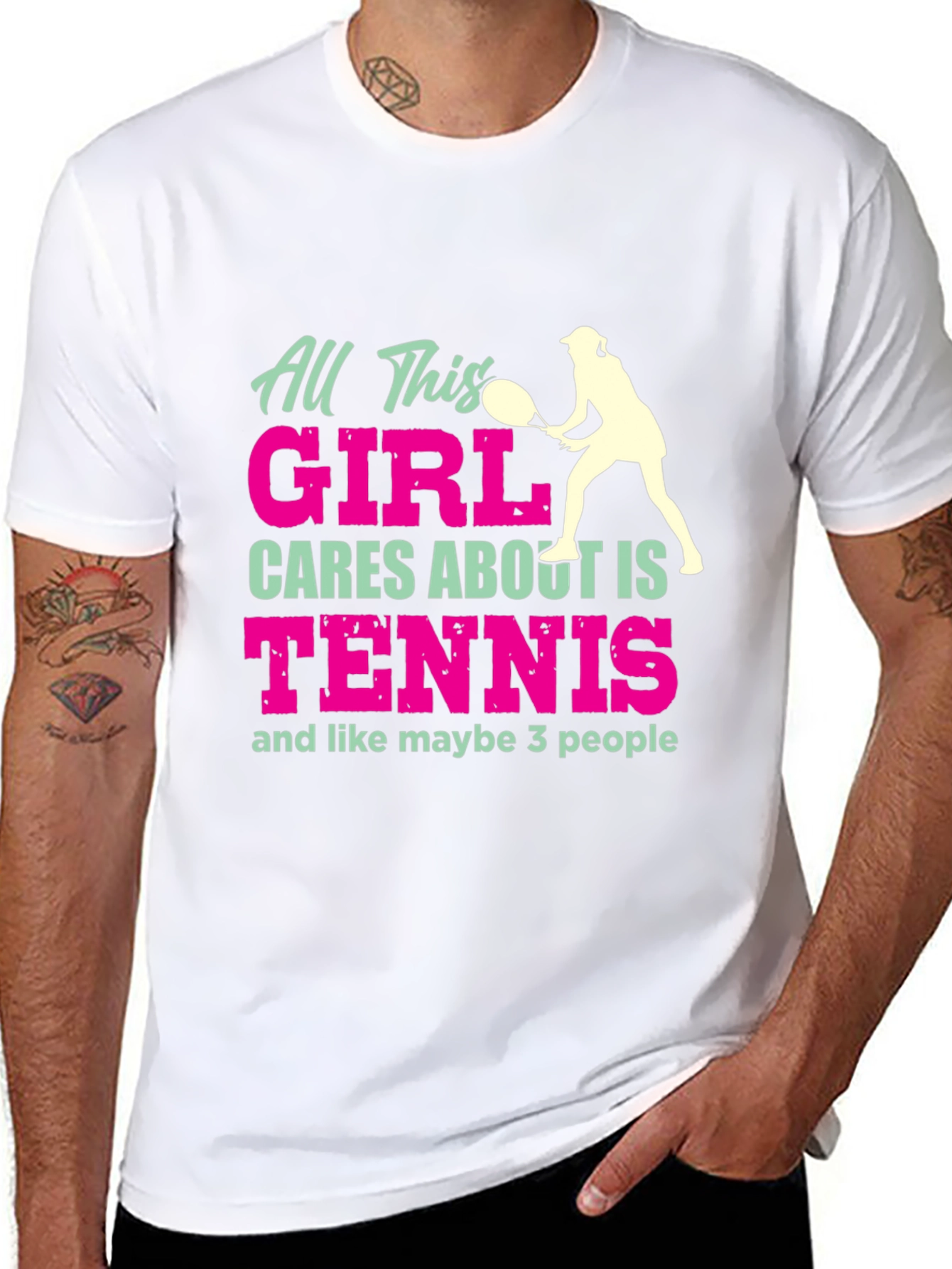 Black Tennis Girl T-Shirt Funny Player Tee view 8