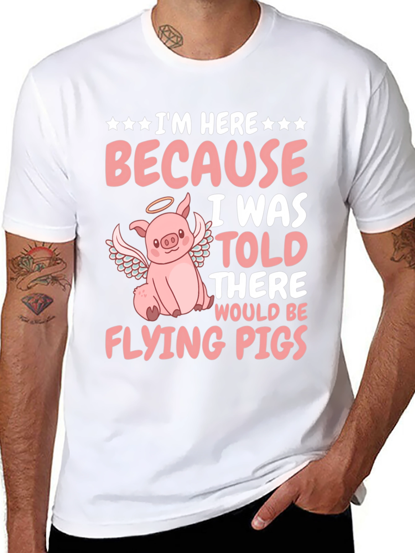 Black Flying Pig T-Shirt - Funny Animal Graphic Tee view 8