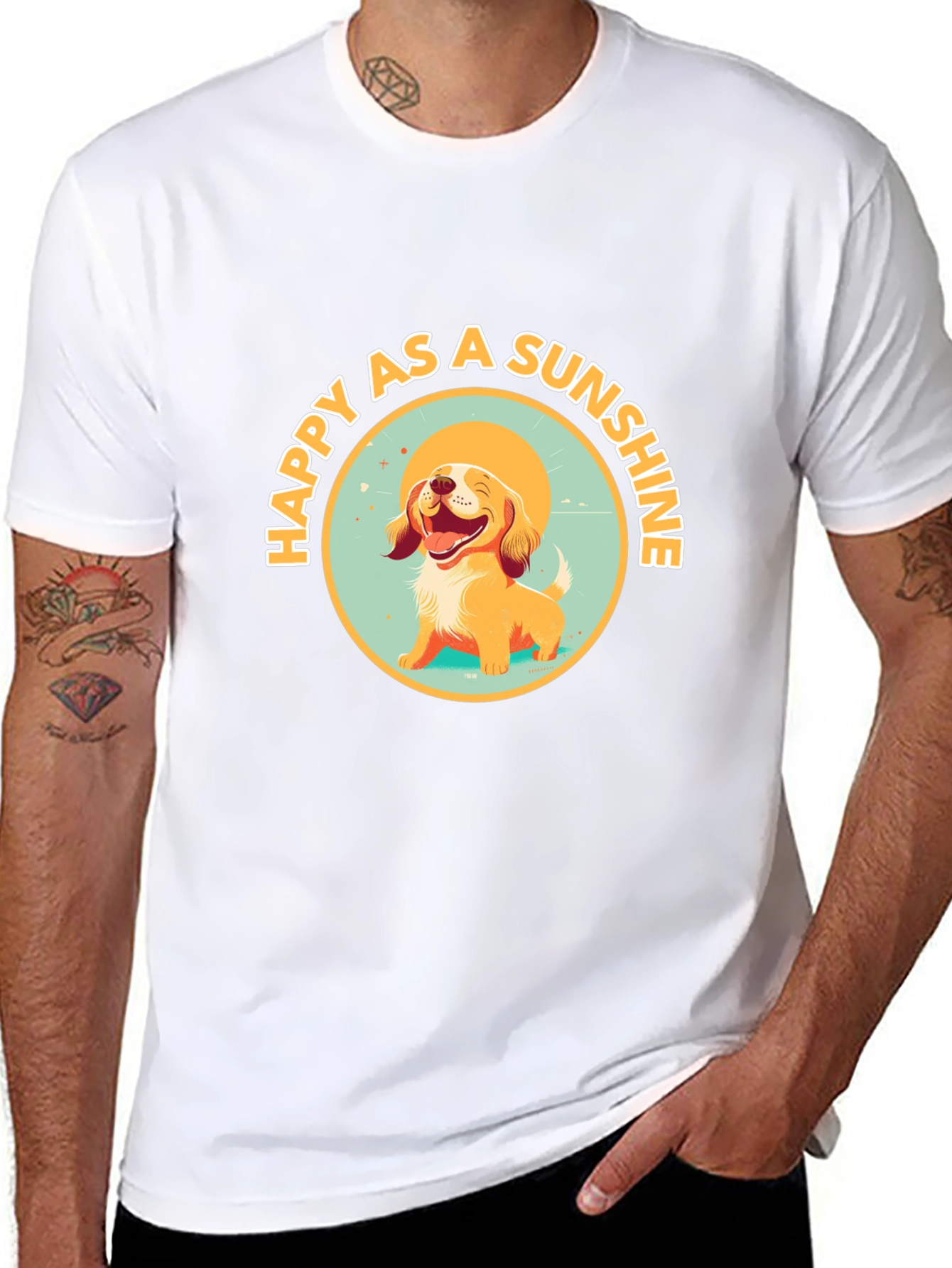 Black Happy as a Sunshine Dog Graphic Tee view 8