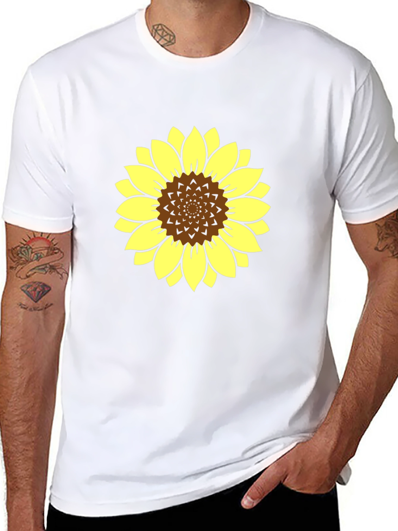 Black Sunflower Graphic Tee - Stylish Black Cotton T-Shirt view 8