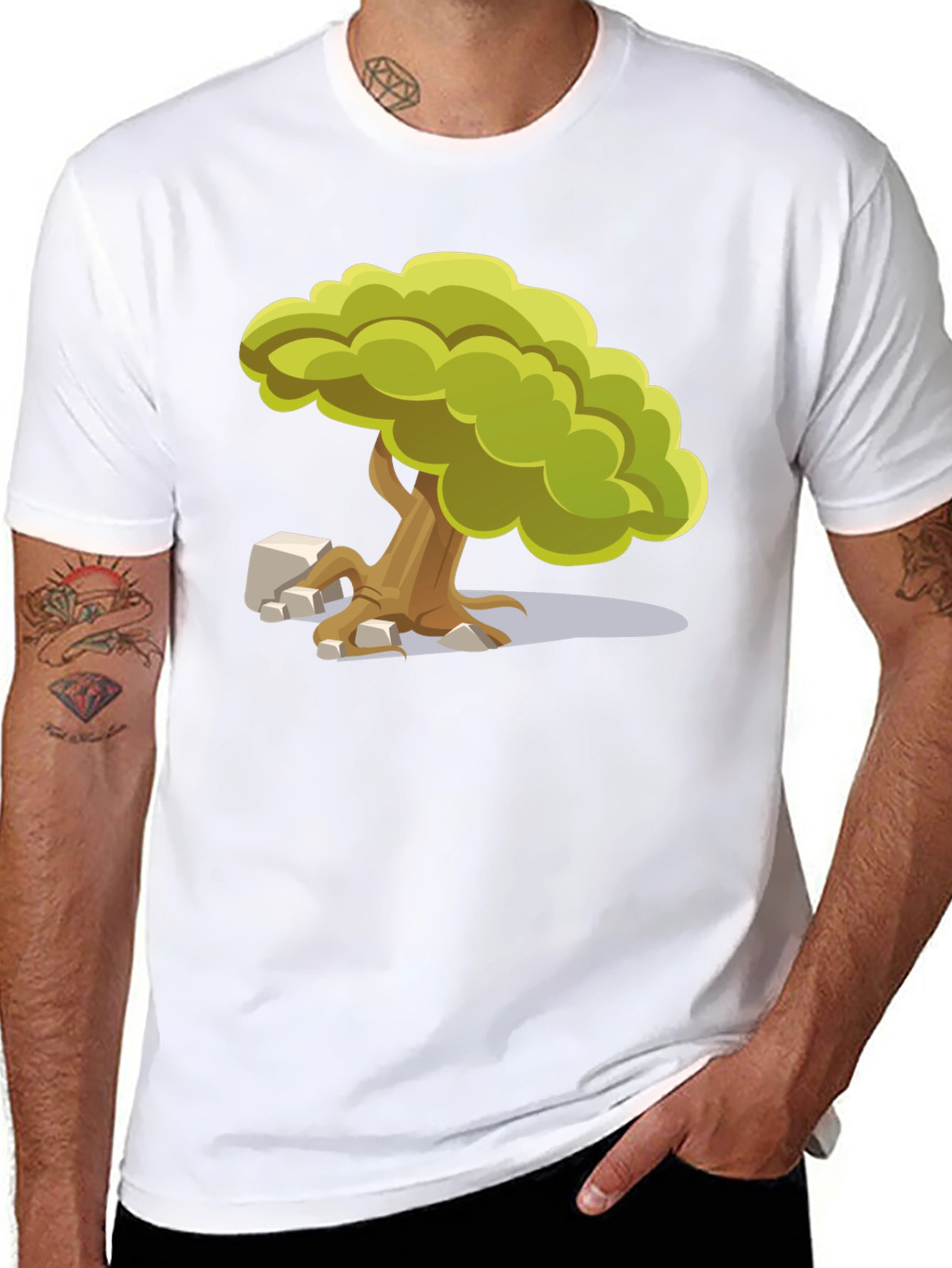 Black Cartoon Tree Graphic Tee - Unique Nature Design view 8