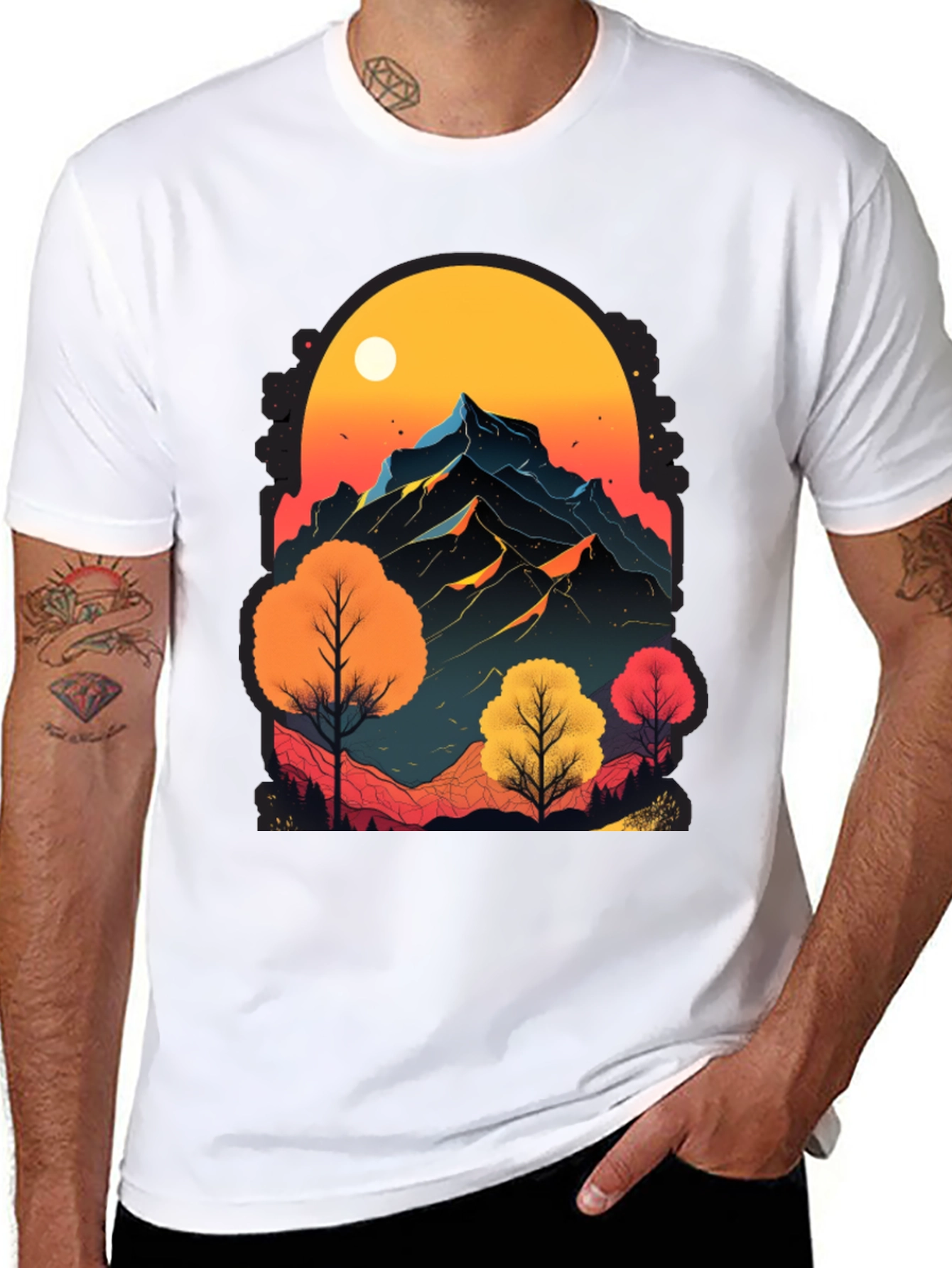 Black Mountain Sunset Graphic Tee - Nature Inspired Design view 8