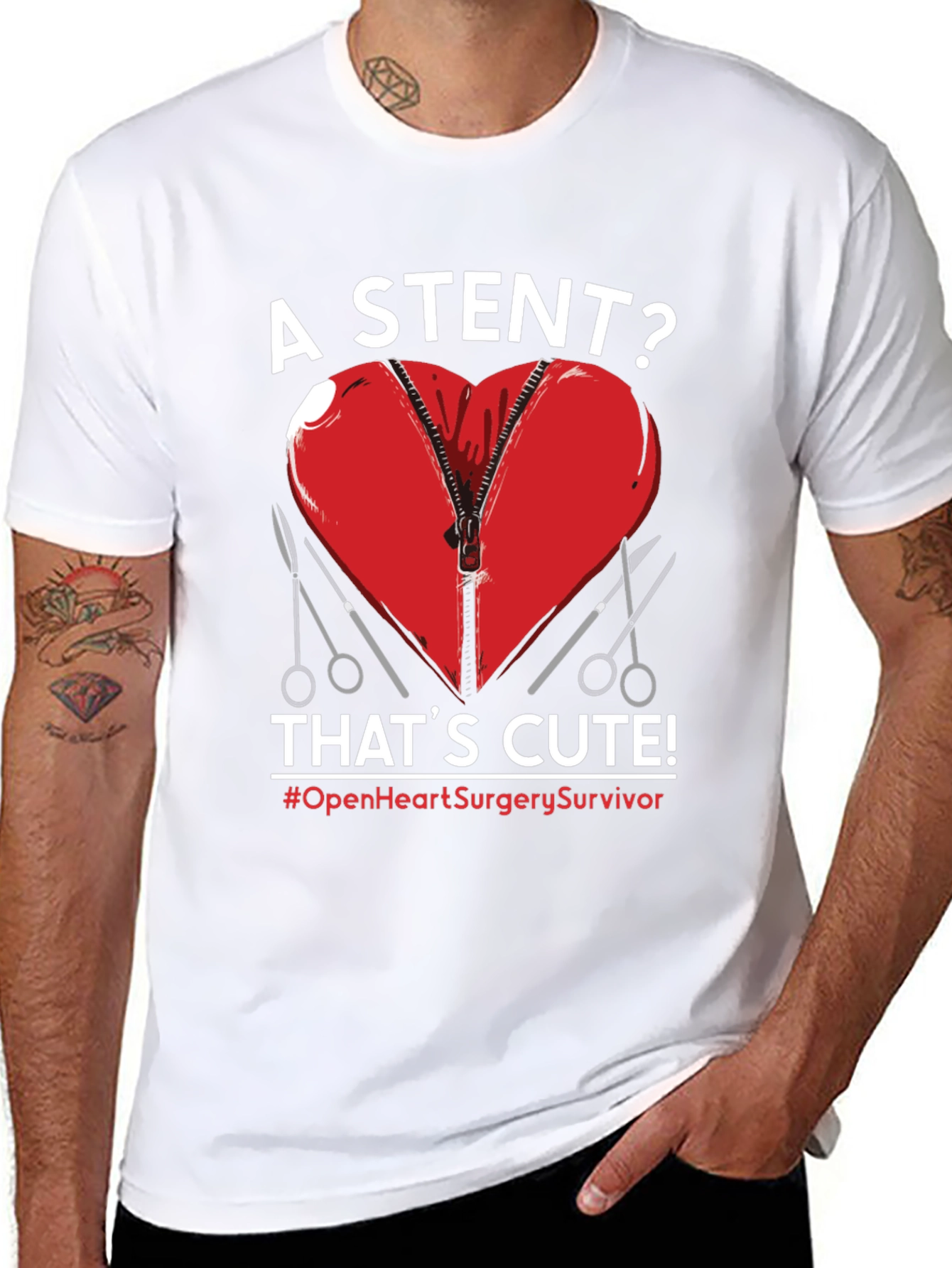 Black Open Heart Surgery Survivor Graphic Tee view 8