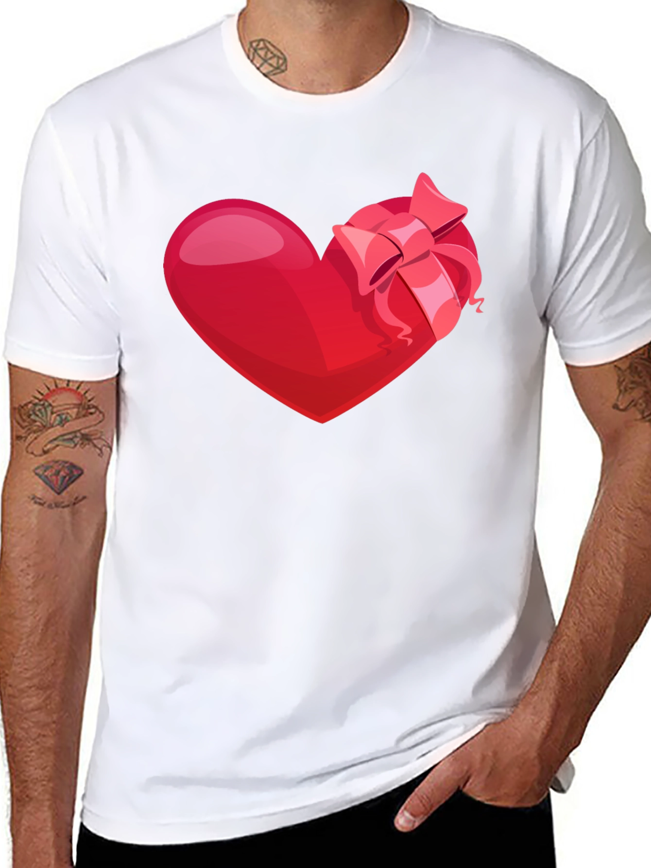 Black Heart with Bow Graphic Tee - Valentine's Day Edition view 8