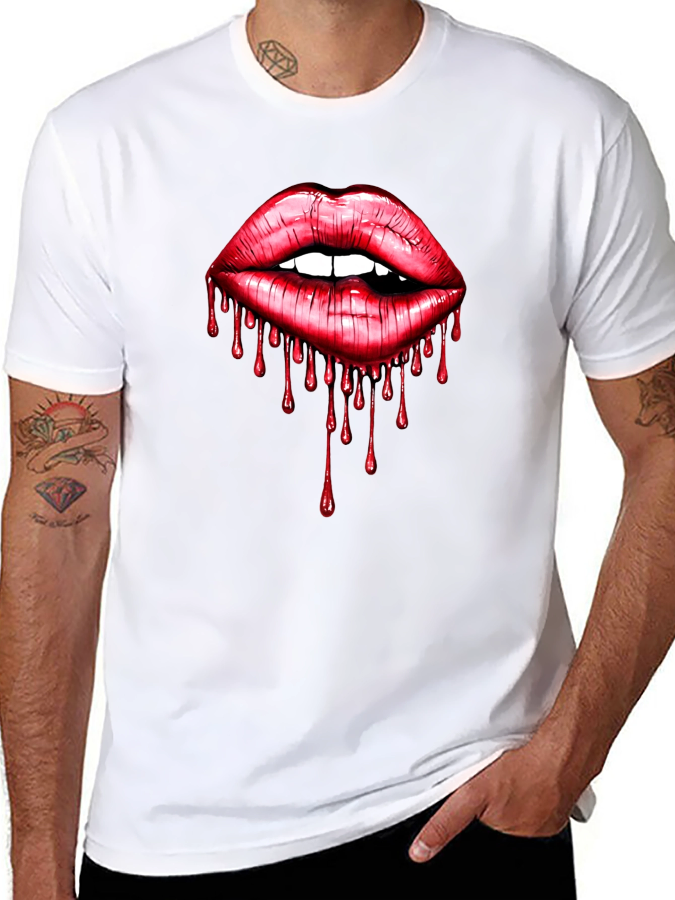 Black Bloody Lips Graphic Tee - Unisex view 8