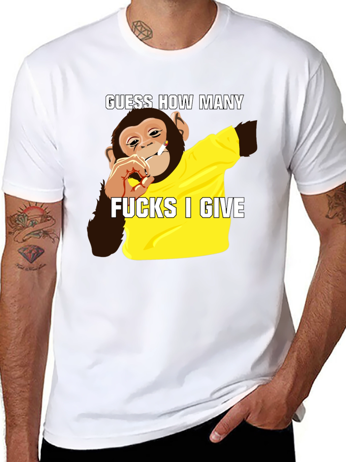 Black Guess How Many F*cks Monkey T-Shirt view 8