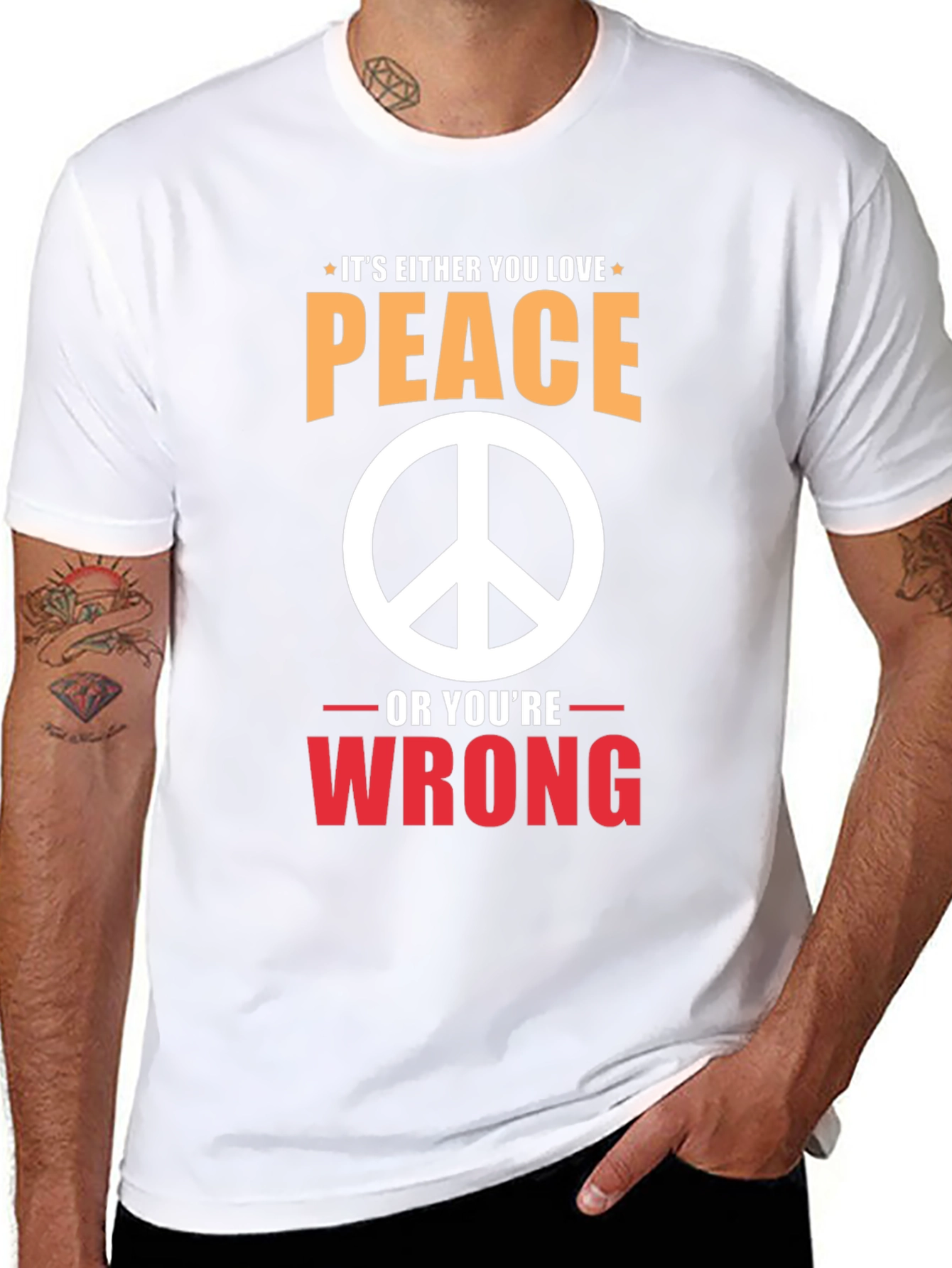 Black Peace Love Wrong T-Shirt view 8