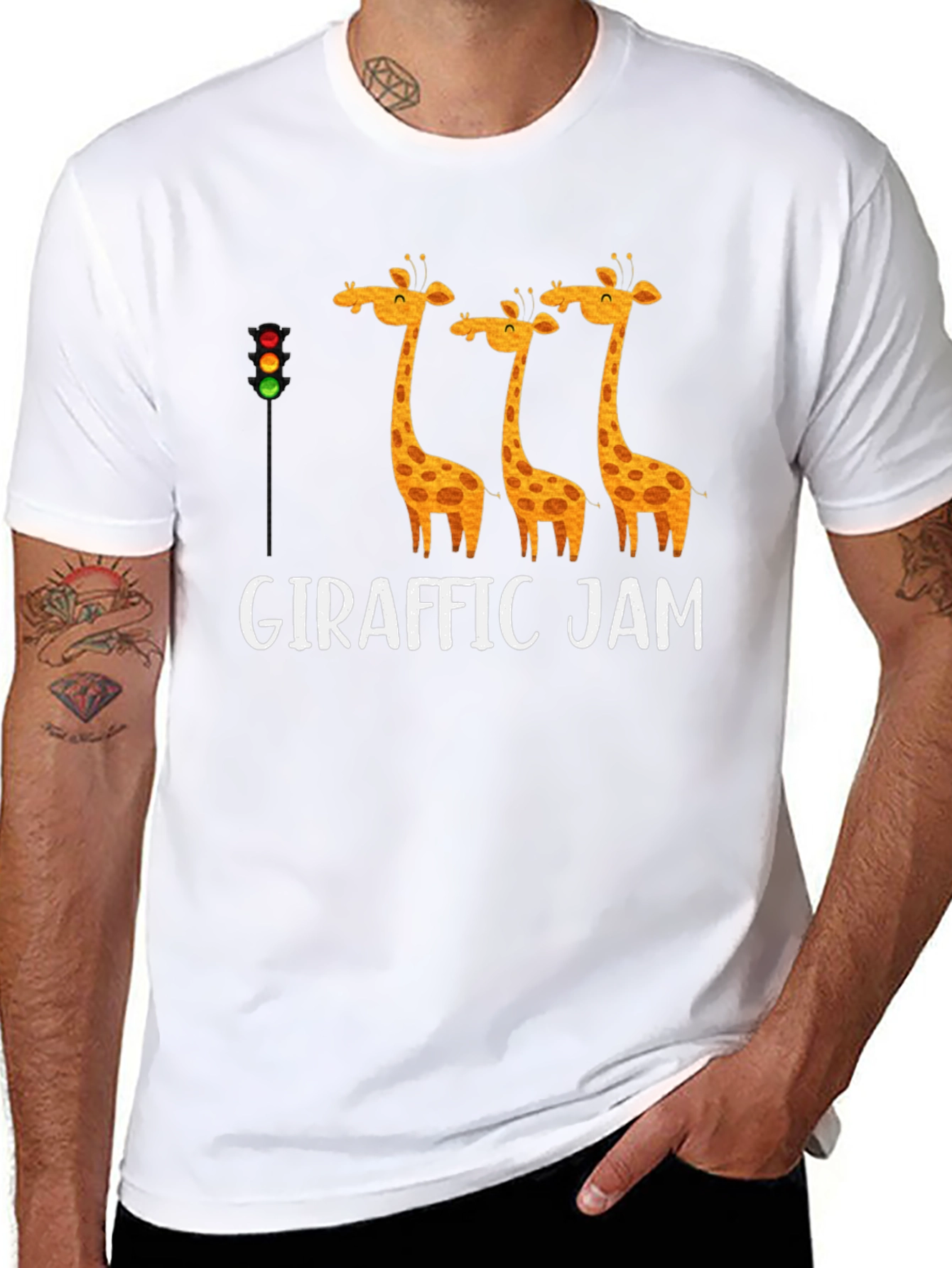 Black Giraffe Traffic Jam T-Shirt Funny Animal Tee view 8