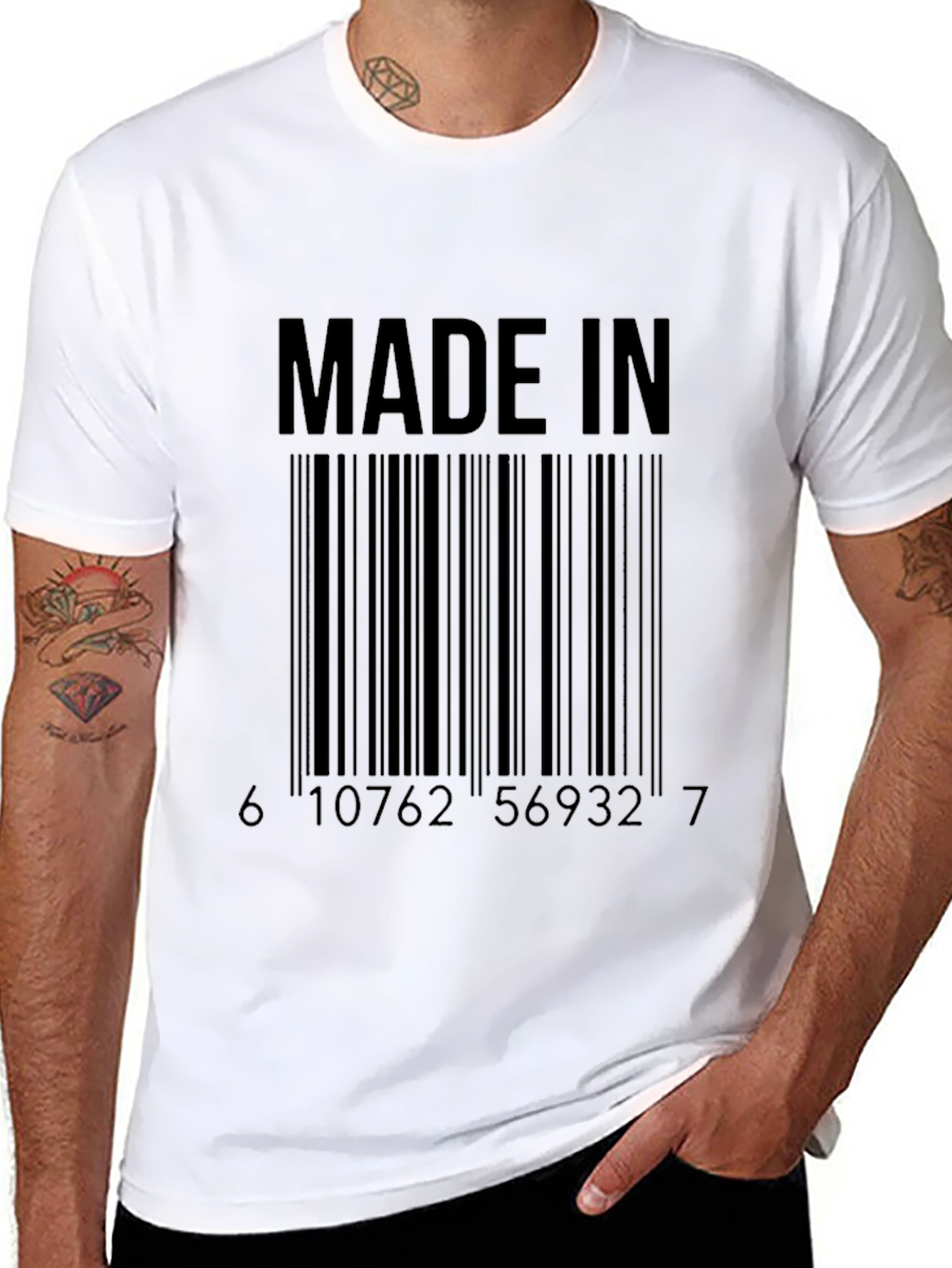 Black Made In Barcode Graphic Tee view 8