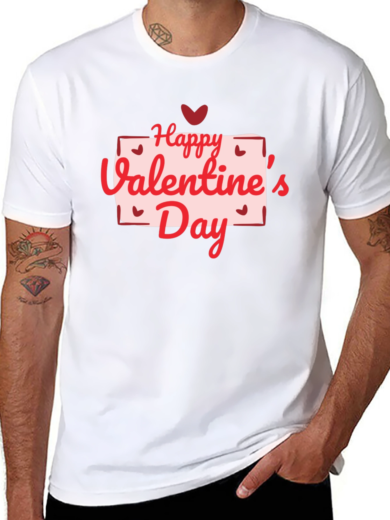 Black Happy Valentine's Day Graphic Black T-Shirt view 8