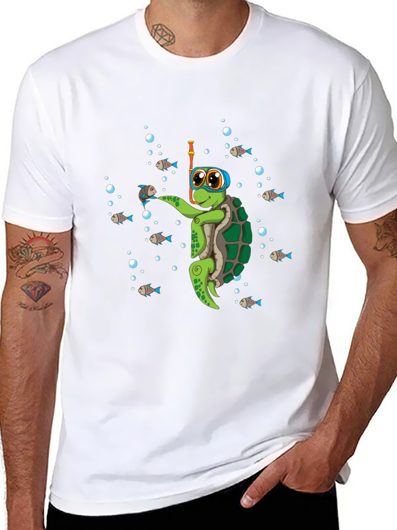 Black Diving Turtle Graphic Tee - Cool Underwater Adventure view 8