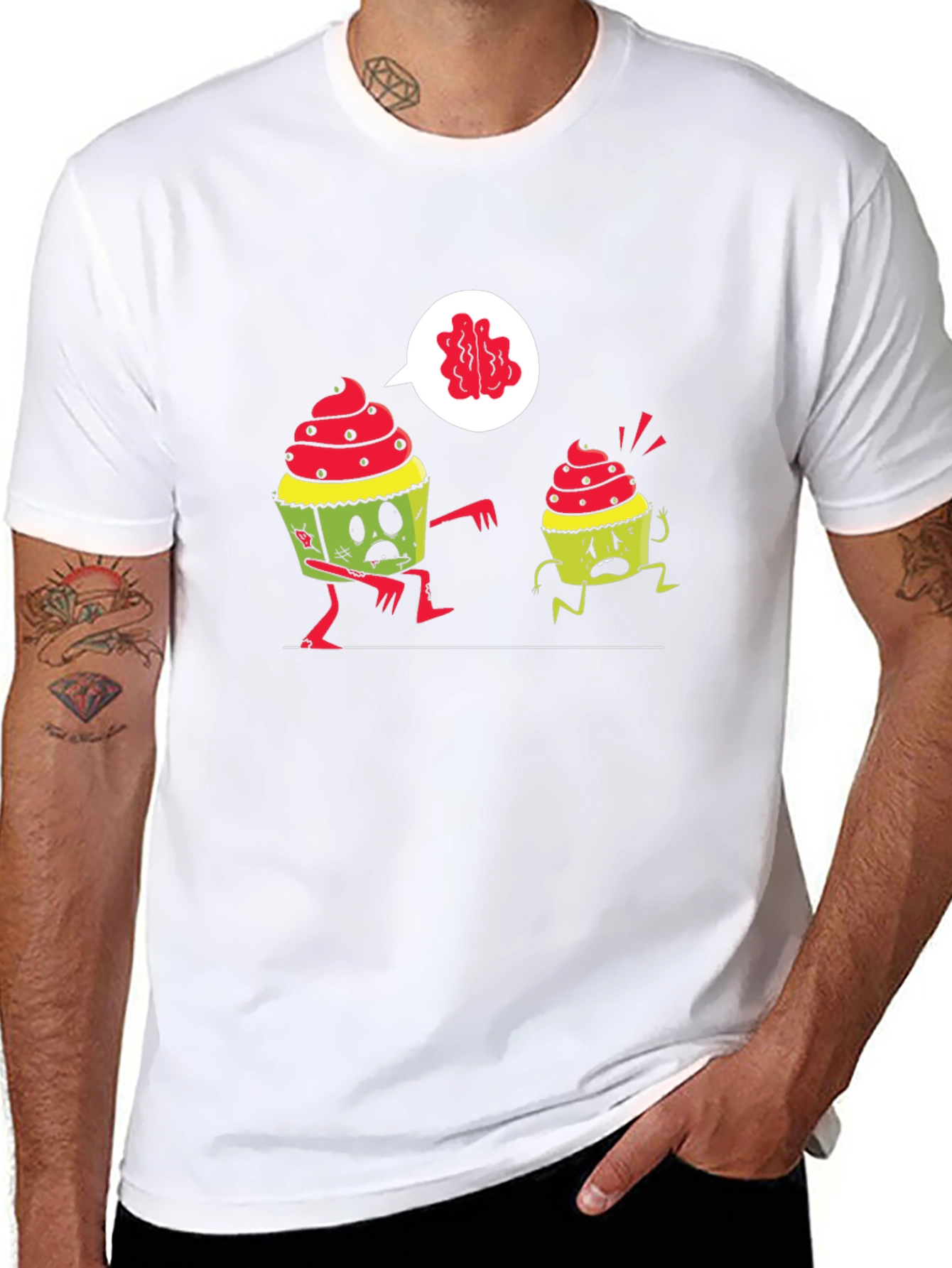 Black Zombie Cupcake T-Shirt - Brains! view 8