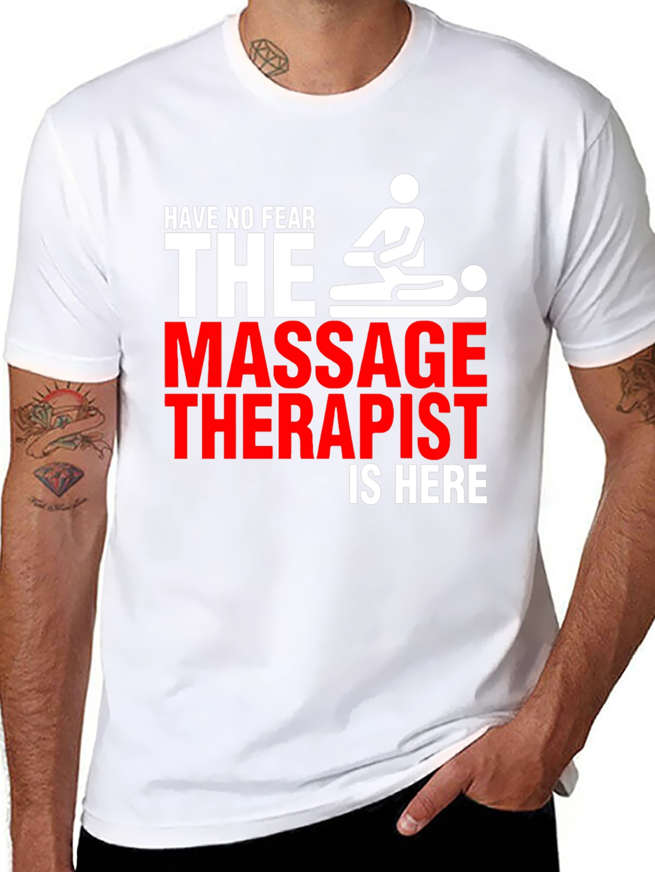 Black Massage Therapist T-Shirt - Have No Fear! view 8
