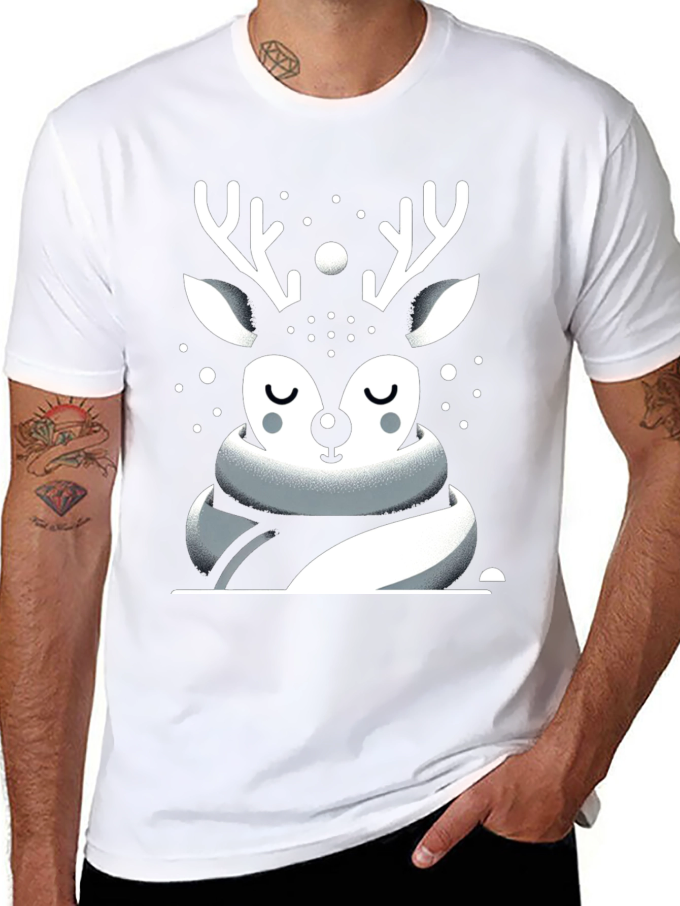 Black Festive Deer Graphic Tee - Holiday Season view 8